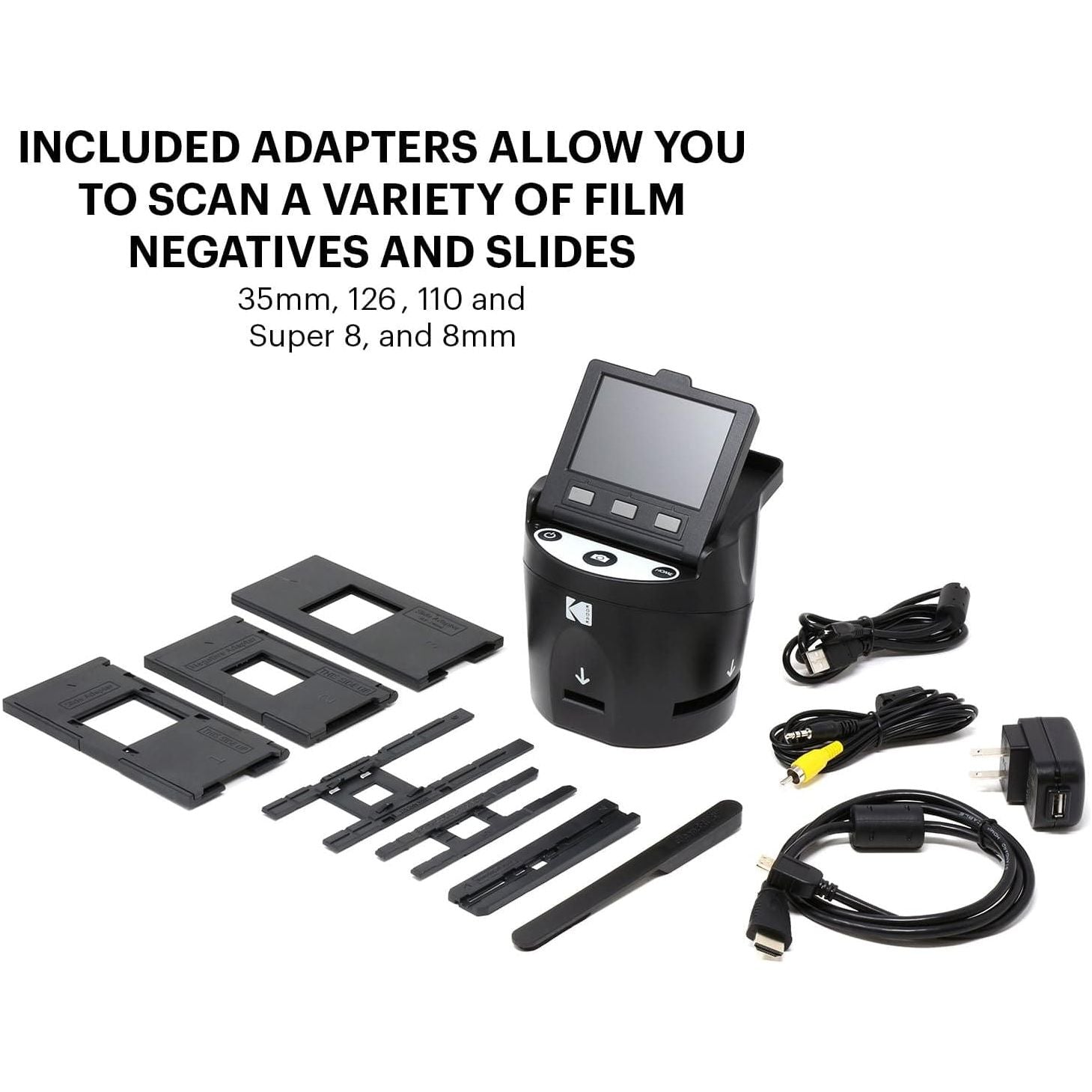 Buy Kodak,Kodak RODFS35 SCANZA Digital Film Scanner, Converts 35mm, 126, 110, Super 8, and 8mm Film Negatives and Slides to JPEG, Large 3.5" Tilt-Up LCD, EasyLoad Film Inserts, Black - Gadcet UK | UK | London | Scotland | Wales| Near Me | Cheap | Pay In 3 | Camera & Optic Accessories
