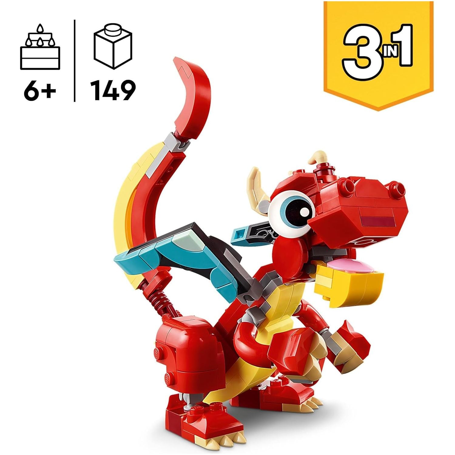 Buy LEGO,LEGO Creator 3in1 Red Dragon Toy to Fish Figure to Phoenix Bird Model, Animal Figures Set, Gifts for 6 Plus Year Old Boys, Girls and Kids - Gadcet UK | UK | London | Scotland | Wales| Near Me | Cheap | Pay In 3 | Interlocking Blocks