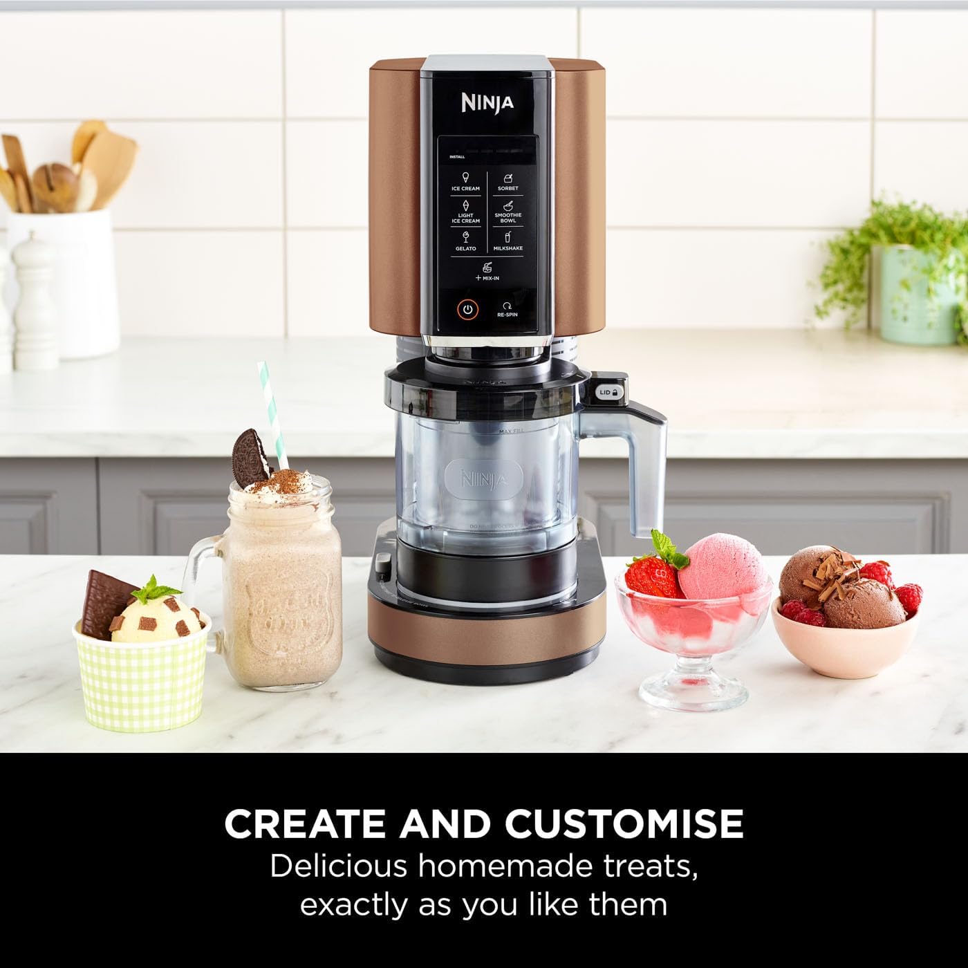 Buy Ninja,Ninja CREAMi Ice Cream & Dessert Maker, 1.4L, 7 Programs, 3 Tubs, Black & Copper - NC300UKCP - Gadcet UK | UK | London | Scotland | Wales| Near Me | Cheap | Pay In 3 | Kitchen & Home Appliances