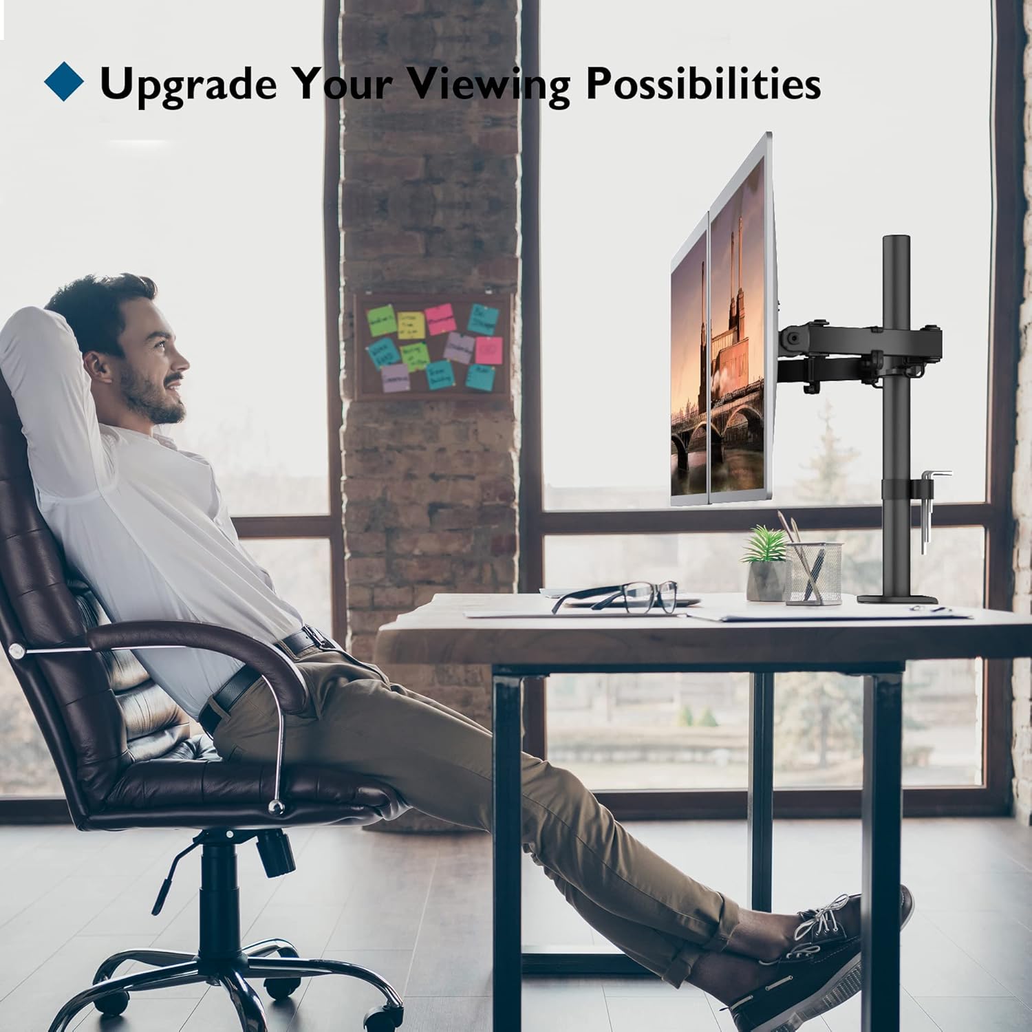 Buy Bontec,BONTEC Dual Monitor Arm Desk Mount – Adjustable Full Motion Stand for 13–27″ Screens (Black) - Gadcet UK | UK | London | Scotland | Wales| Near Me | Cheap | Pay In 3 | Computer Monitor Accessories