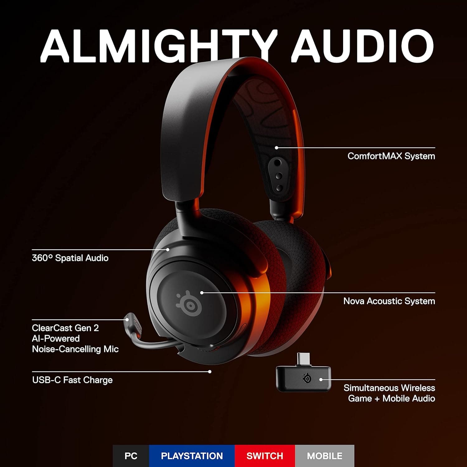 Buy SteelSeries,SteelSeries Arctis Nova 7 - Wireless Multi-System Gaming & Mobile Headset - Black - Gadcet UK | UK | London | Scotland | Wales| Ireland | Near Me | Cheap | Pay In 3 | Headphones & Headsets