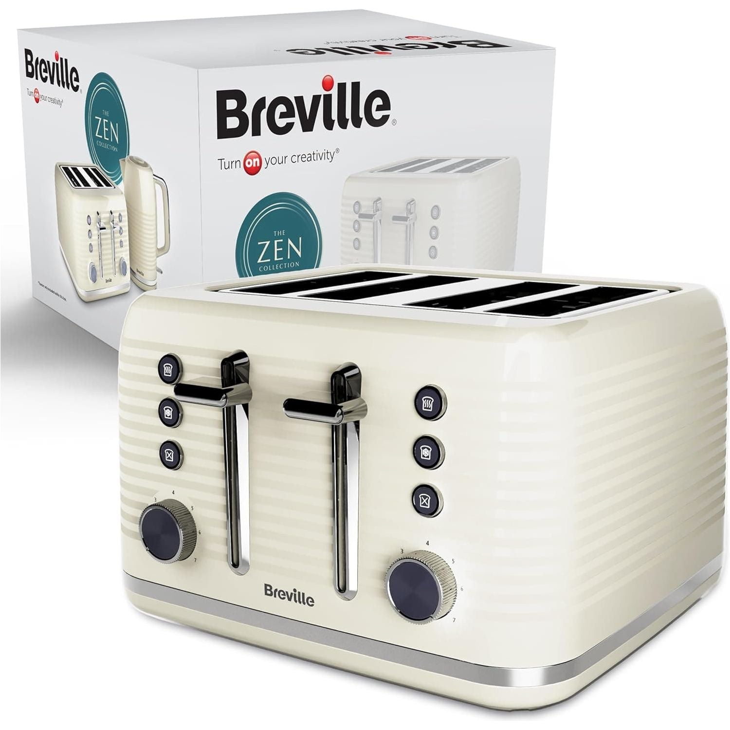 Buy BREVILLE,Breville Zen 4-Slice Cream Toaster with High Lift & Wide Slots | Cream & Silver Chrome - Gadcet UK | UK | London | Scotland | Wales| Near Me | Cheap | Pay In 3 | Toaster