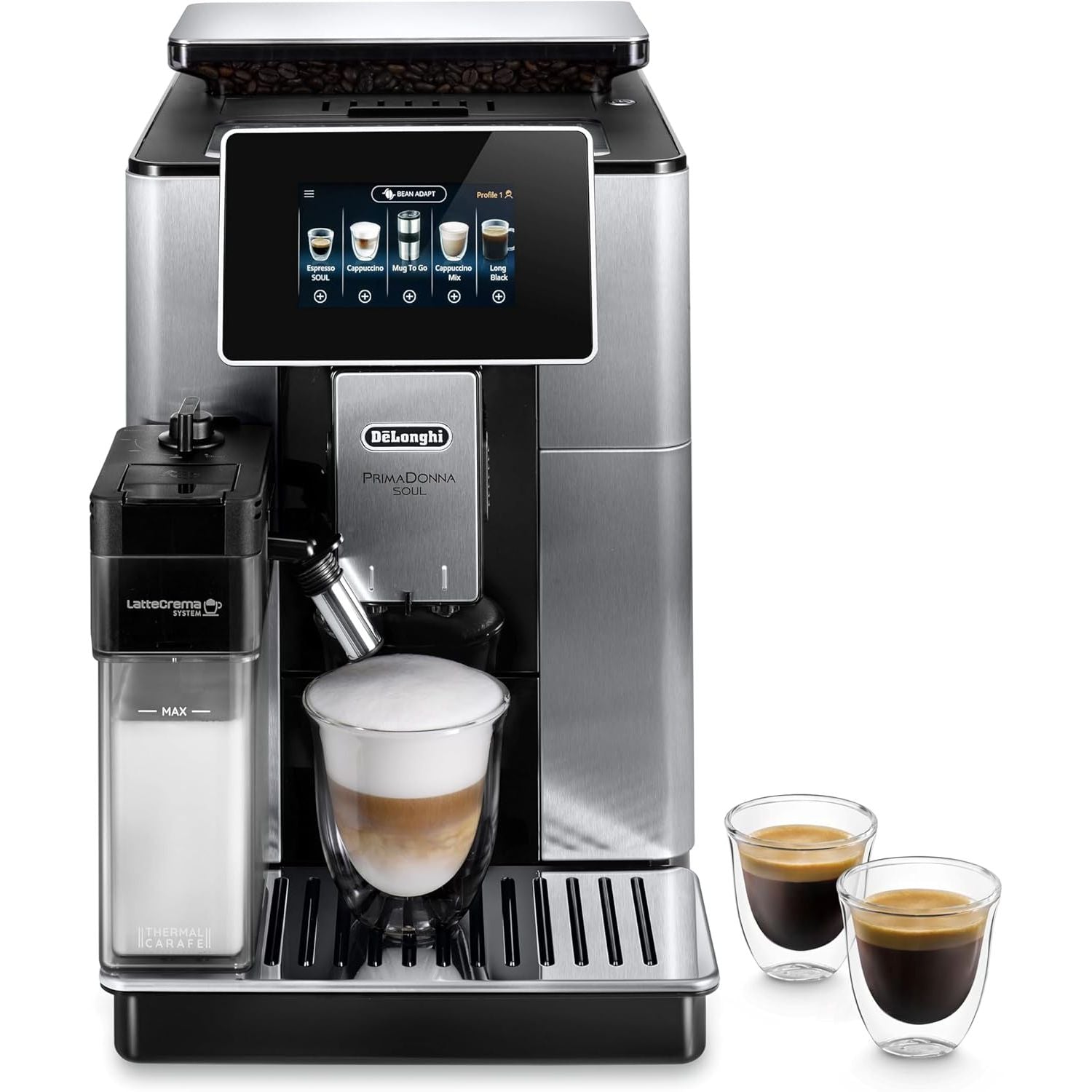 Buy De'Longhi,De'Longhi PrimaDonna Soul Bean-to-Cup Coffee Machine – ECAM610.75.MB, 2.2L, Black & Silver - Gadcet UK | UK | London | Scotland | Wales| Near Me | Cheap | Pay In 3 | Espresso Machines