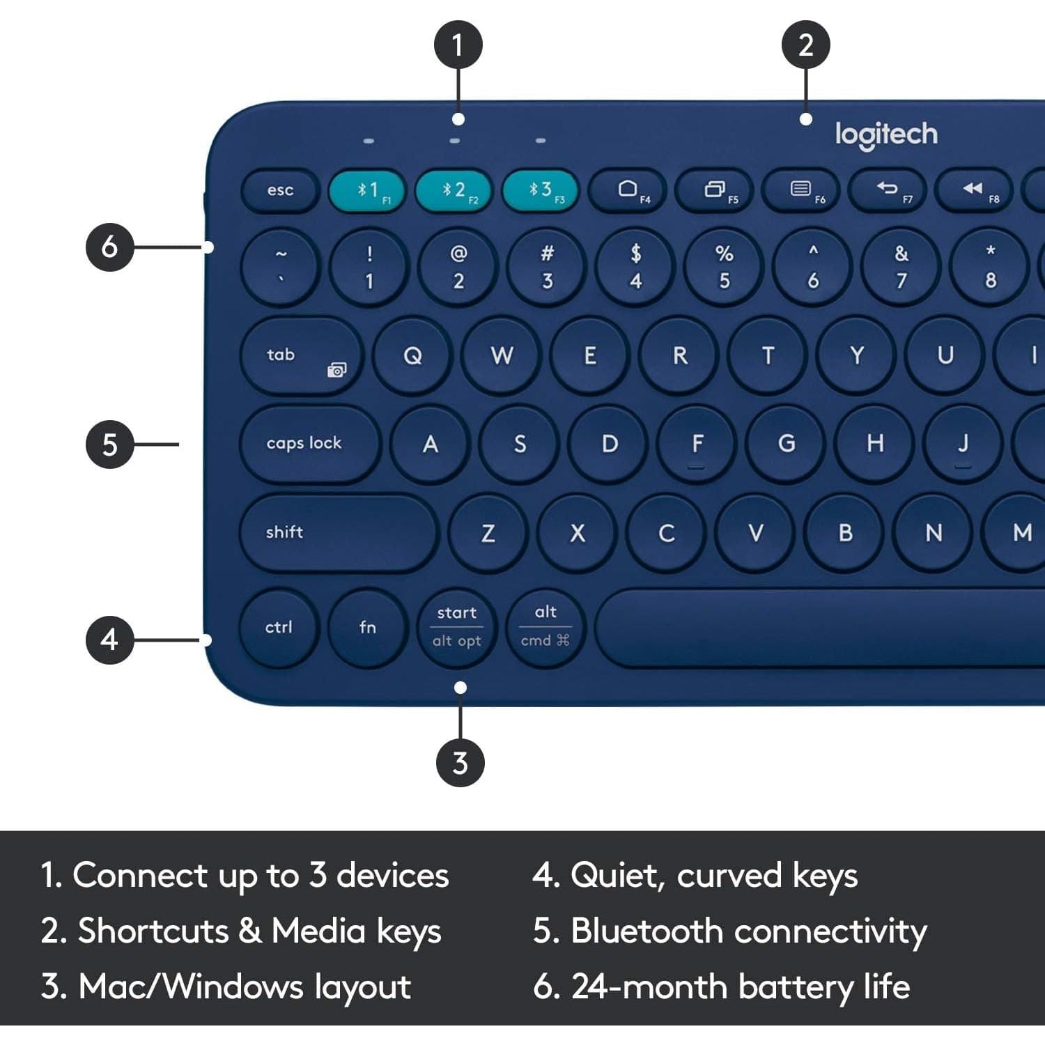 Buy Logitech,Logitech K380 Wireless Multi-Device Keyboard for Windows QWERTY UK Layout - Blue - Gadcet UK | UK | London | Scotland | Wales| Ireland | Near Me | Cheap | Pay In 3 | Keyboards