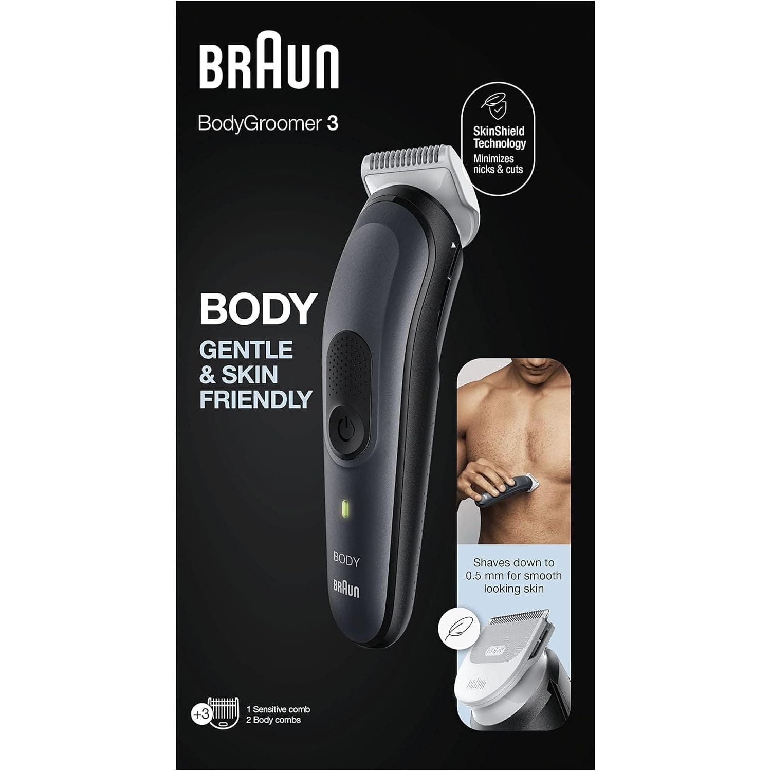 Buy Braun,Braun Body Groomer 3 BG3350 - Manscaping Tool with SkinShield Technology, Sensitive Comb, Wet & Dry, 100% Waterproof, UK 2 Pin Plug - Black/Grey - Gadcet UK | UK | London | Scotland | Wales| Near Me | Cheap | Pay In 3 | Hair Clipper & Trimmer Accessories