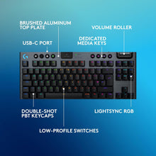 Logitech G915 TKL LIGHTSPEED Wireless Gaming Keyboard - Low-Profile, Double-Shot PBT Keycaps, RGB Backlighting, GL Brown Tactile Switches, QWERTY UK Layout - Black