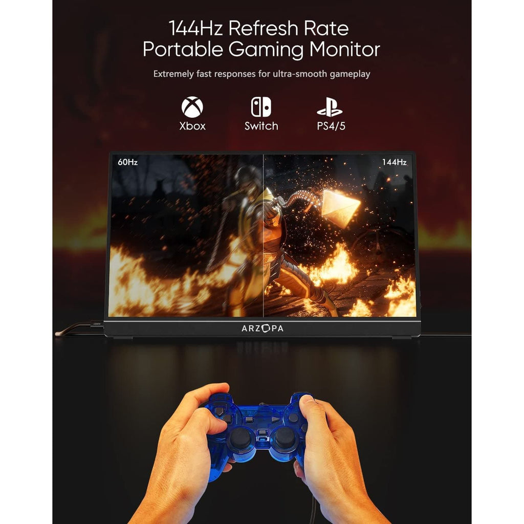Monitor Portátil ARZOPA G1 Game 16.1 Pulgadas 144Hz FHD - Pantalla IPS, HDMI/USB-C, Para Juegos Y Trabajo