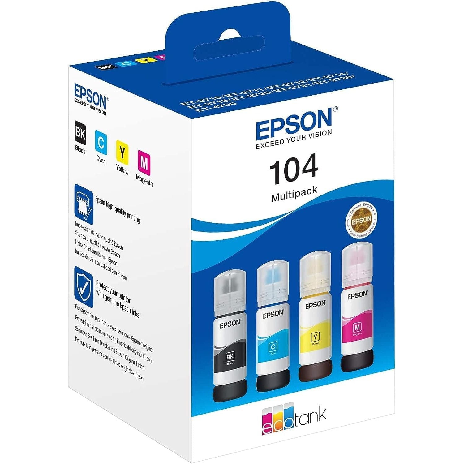 Buy Epson,Epson 104 EcoTank 4 Ink Cartridges - Black & Colour 344/8982 - Gadcet UK | UK | London | Scotland | Wales| Ireland | Near Me | Cheap | Pay In 3 | Toner & Inkjet Cartridges