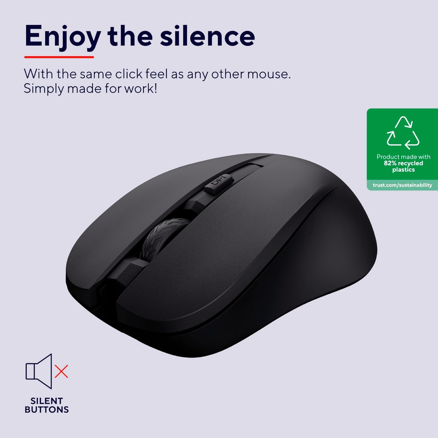 Buy Trust,Trust Mydo Silent Wireless Mouse – Eco-Friendly & Quiet Performance - Gadcet UK | UK | London | Scotland | Wales| Near Me | Cheap | Pay In 3 | Keyboard & Mouse