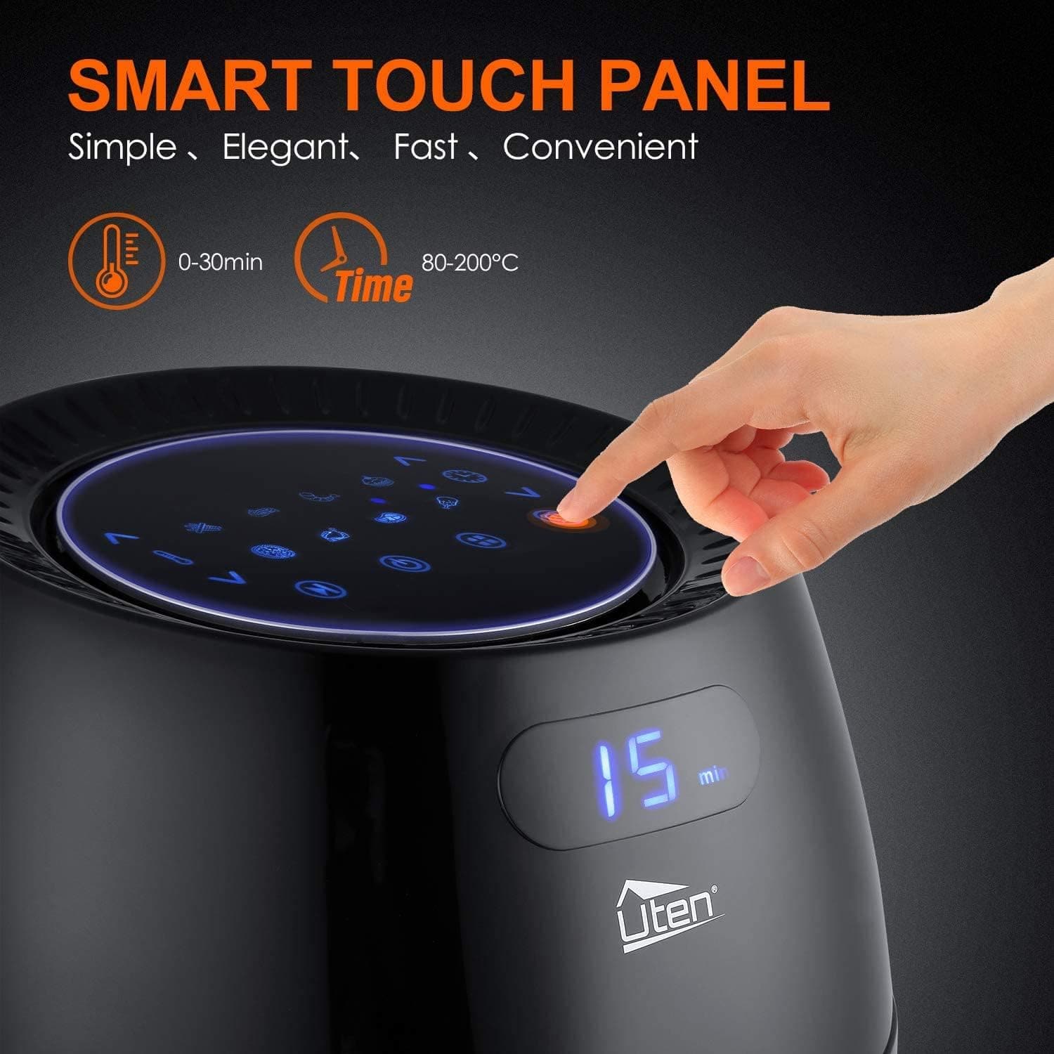 Buy Uten,Air Fryer, Uten 6.5L Power Air Fryer with Digital Display, Rapid Air Circulation System Adjustable Temperature and 30 Minute Timer for Healthy Oil Free & Low Fat 1800W - Gadcet UK | UK | London | Scotland | Wales| Near Me | Cheap | Pay In 3 | Kitchen Appliances