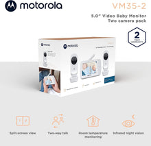 Buy Motorola,Motorola Nursery VM35-2 / Ease 35 Twin Baby Monitor with 2 Cameras 5.0 Inch Video Baby Monitor Display Split Screen Display Night Vision TwoWay Communication Lullabies Zoom Room Temperature, White - Gadcet.com | UK | London | Scotland | Wales| Ireland | Near Me | Cheap | Pay In 3 | Monitors