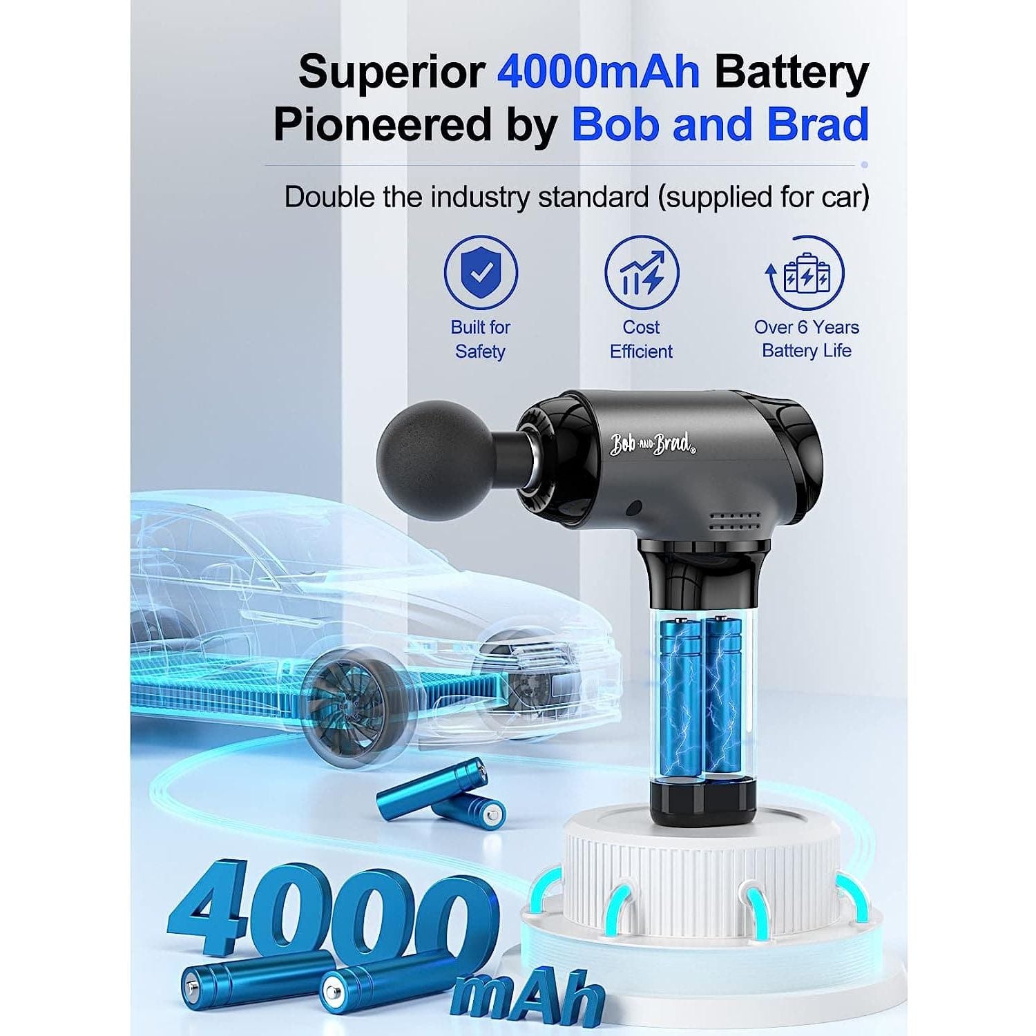 Buy BOB AND BRAD,Bob and Brad T2 Massage Gun, Massage Gun Deep Tissue Upgraded 4000mAh Battery 10mm Amplitude, Percussion Handheld Massager with Type-C Charging for Muscle Pain Relief Recovery, Gifts for Men Women - Gadcet UK | UK | London | Scotland | Wales| Near Me | Cheap | Pay In 3 | Electric Foot Massagers
