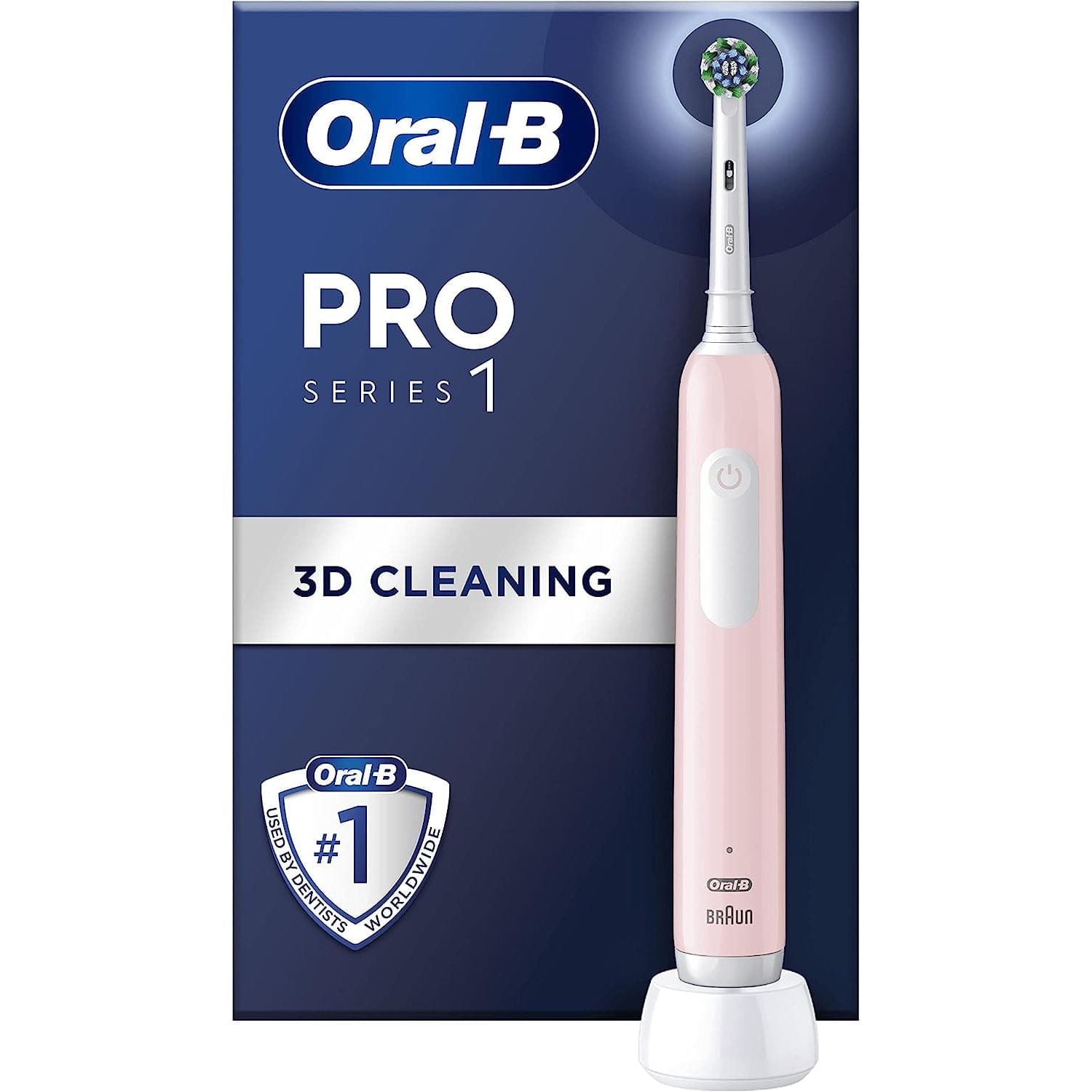 Oral-B Pro 1 Electric Toothbrushes For Adults With 3D Cleaning, Gifts For Women / Men, 1 Toothbrush Head, Gum Pressure Control, 2 Pin UK Plug, Pink - 1