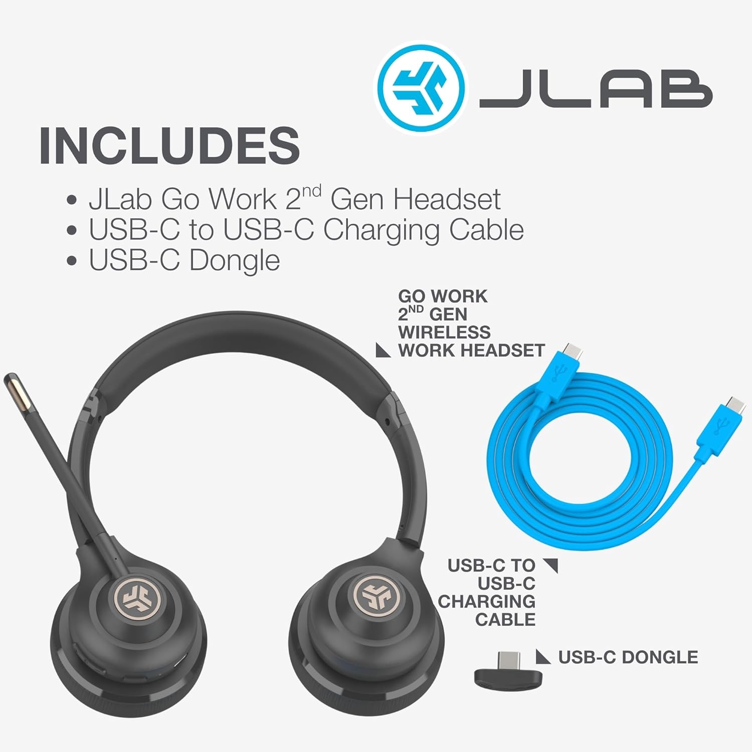 Buy JLab,JLab Go Work 2nd Gen Wireless Headset - 55+ H Bluetooth, Mic, Multipoint, Black - Gadcet UK | UK | London | Scotland | Wales| Near Me | Cheap | Pay In 3 | Headphones & Headset