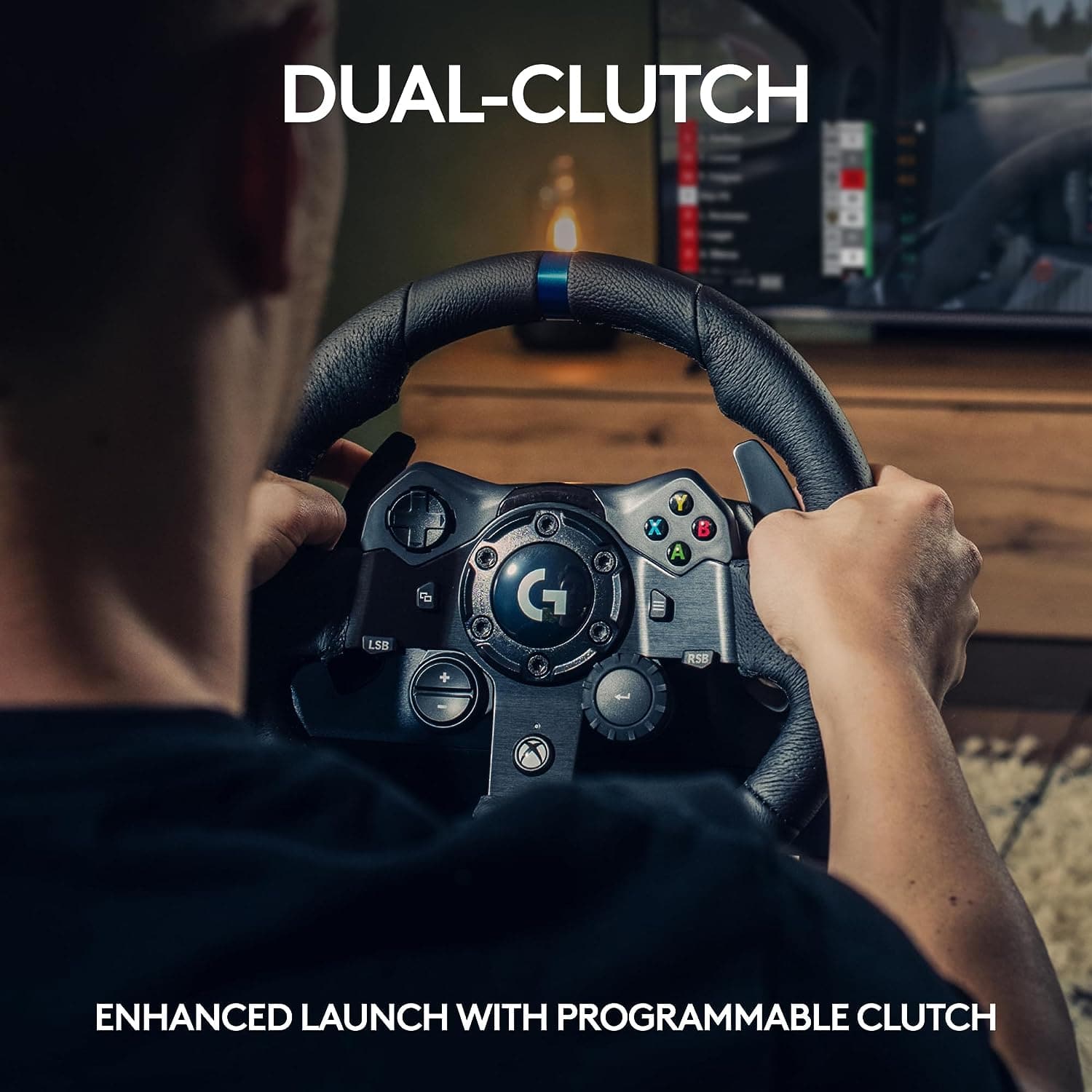 Buy Logitech,Logitech G923 Racing Wheel and Pedals, TRUEFORCE up to 1000 Hz Force Feedback, Responsive Pedal, Dual Clutch Launch Control, Genuine Leather Wheel Cover, for Xbox Series X|S|One, PC - Black - Gadcet UK | UK | London | Scotland | Wales| Ireland | Near Me | Cheap | Pay In 3 | Electronics