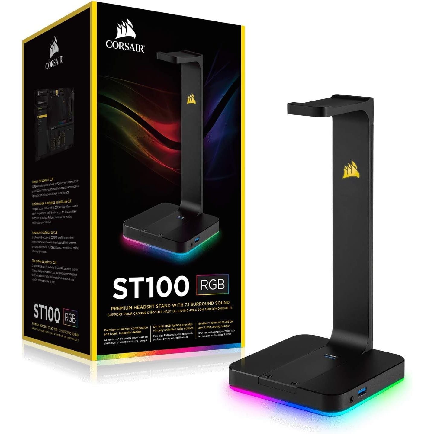 Buy Corsair,Corsair ST100 RGB Premium Headset Stand – Aluminium Gaming Hub with 7.1 Surround Sound – Black - Gadcet UK | UK | London | Scotland | Wales| Near Me | Cheap | Pay In 3 | Headphone Stands
