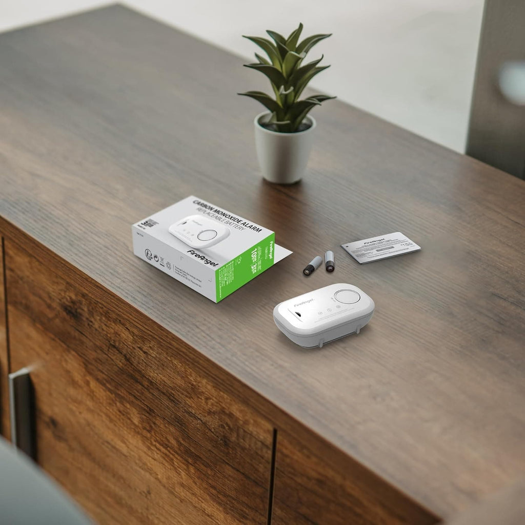 FireAngel Carbon Monoxide Alarm 2-Pack - 10-Year Sensor Life, Portable CO Detector With Test Button