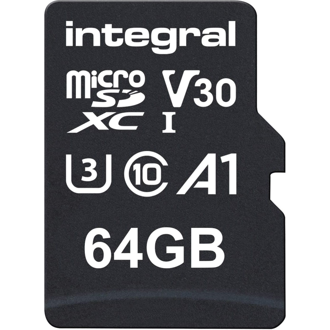 Buy Integral,Integral 64GB Micro SD Card 4K Ultra-HD Video Premium High Speed Memory Microsdxc Up To 100MB/S V30 UHS-I U3 A1 C10 - Gadcet UK | UK | London | Scotland | Wales| Near Me | Cheap | Pay In 3 | Flash Memory Cards