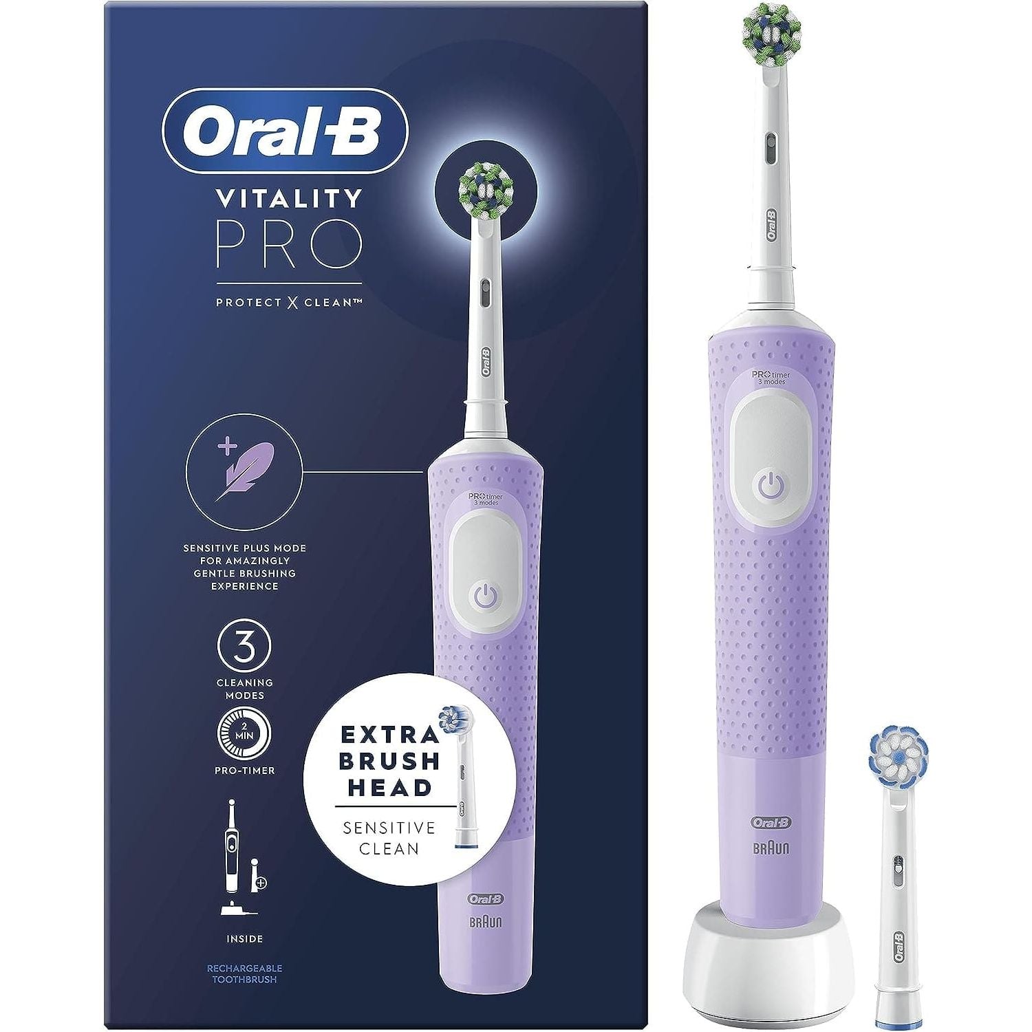Buy Oral-B,Oral-B Vitality Pro Electric Toothbrush - Purple - Gadcet.com | UK | London | Scotland | Wales| Ireland | Near Me | Cheap | Pay In 3 | Health & Beauty