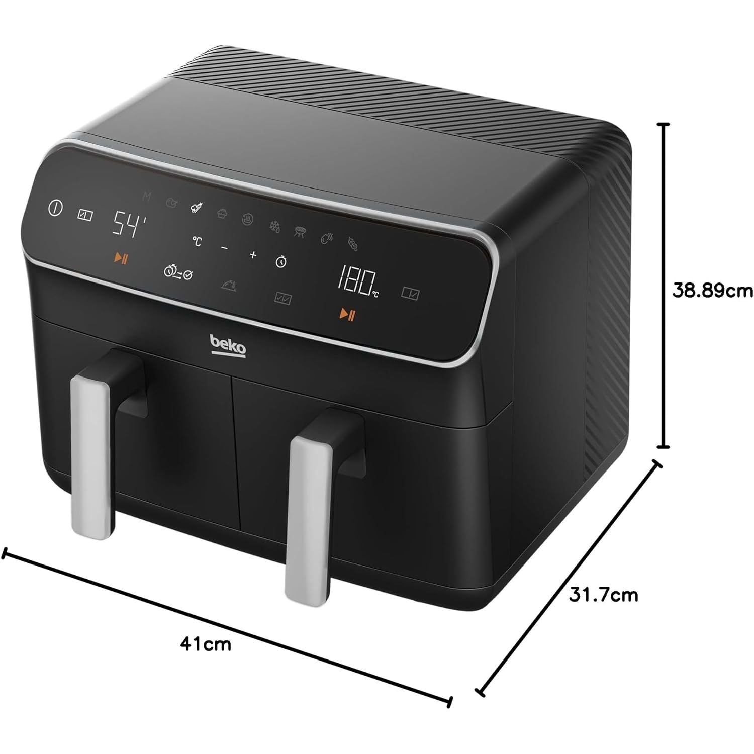 Buy Beko,Beko Dual Zone Air Fryer ExpertFry FRL5388B – 8.5L Capacity, Smart Finish, Match Cook, 9 Automatic Functions, Dehydrate, Black - Gadcet UK | UK | London | Scotland | Wales| Near Me | Cheap | Pay In 3 | Air Fryer & Grill