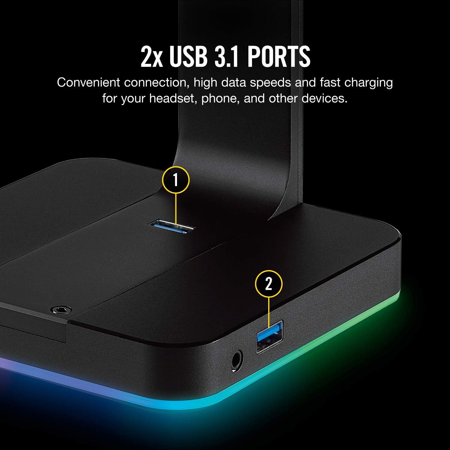 Buy Corsair,Corsair ST100 RGB Premium Headset Stand – Aluminium Gaming Hub with 7.1 Surround Sound – Black - Gadcet UK | UK | London | Scotland | Wales| Near Me | Cheap | Pay In 3 | Headphone Stands