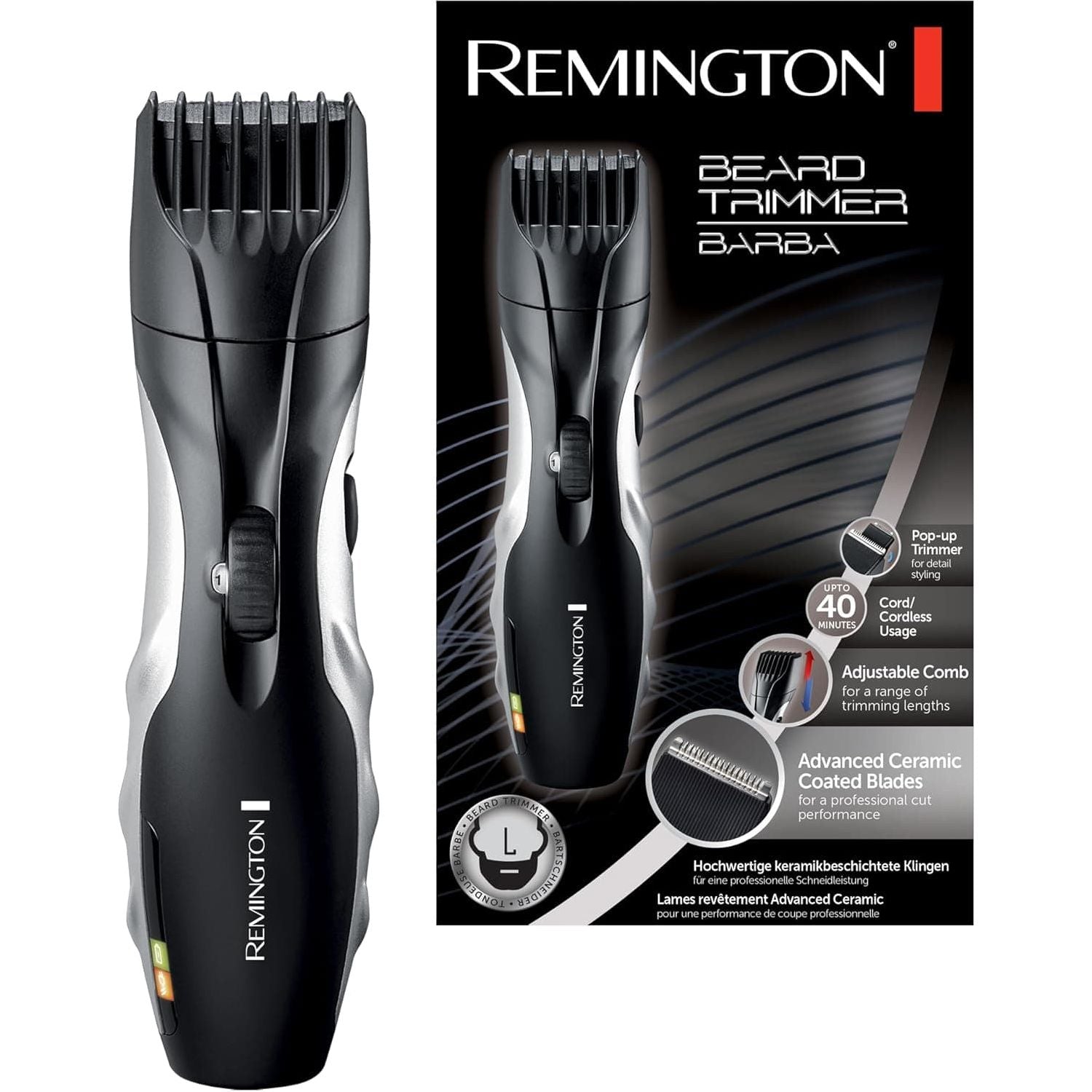 Buy Remington,Remington Barba MB320C Beard Trimmer with Ceramic Blades, 9 Lengths, Pop-up Trimmer, Comb, 40-Min Runtime - Cord/Cordless - Gadcet UK | UK | London | Scotland | Wales| Near Me | Cheap | Pay In 3 | Shaving & Grooming