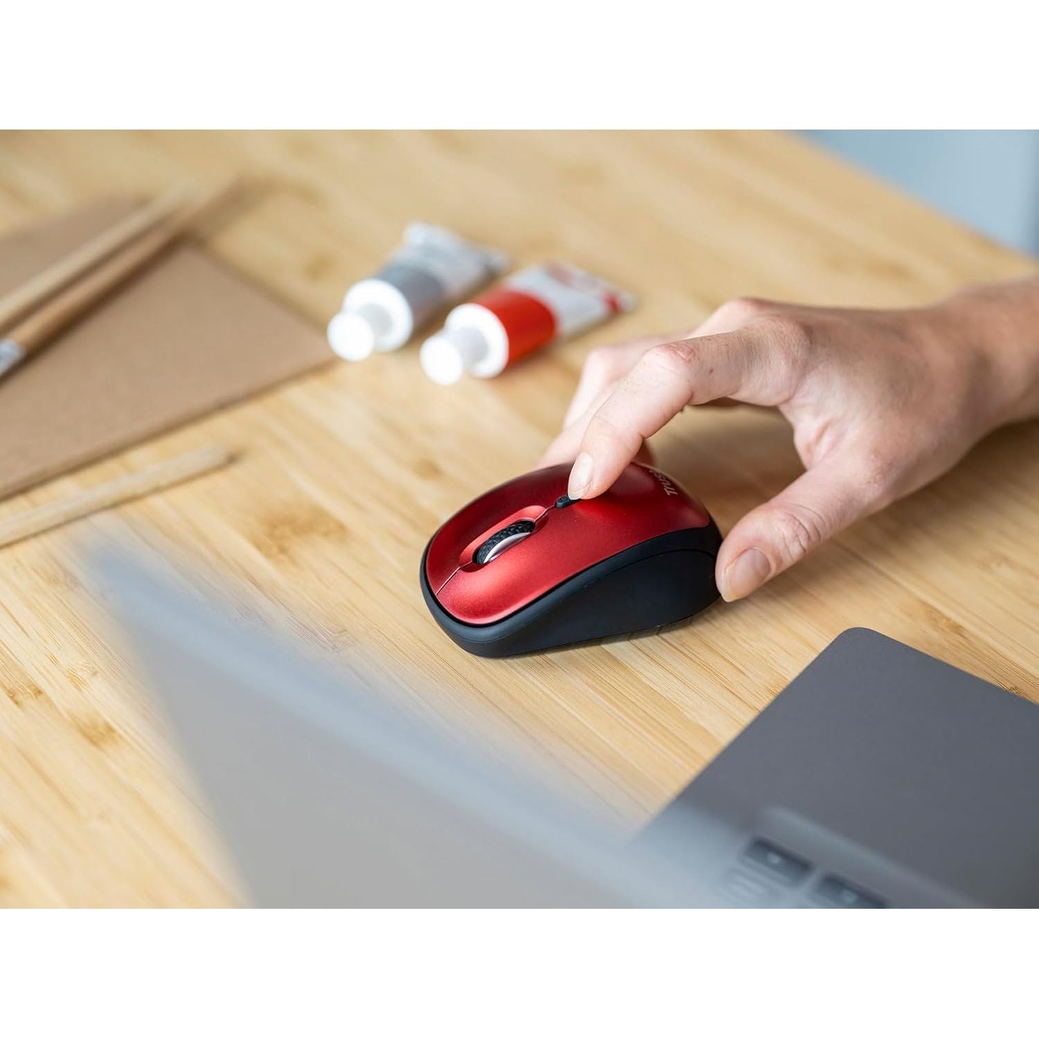 Buy Trust,Trust Yvi+ Silent Wireless Mouse – Sustainable Design, 800-1600 DPI, Ambidextrous, USB Receiver, Quiet, Red - Gadcet UK | UK | London | Scotland | Wales| Near Me | Cheap | Pay In 3 | Keyboard & Mouse