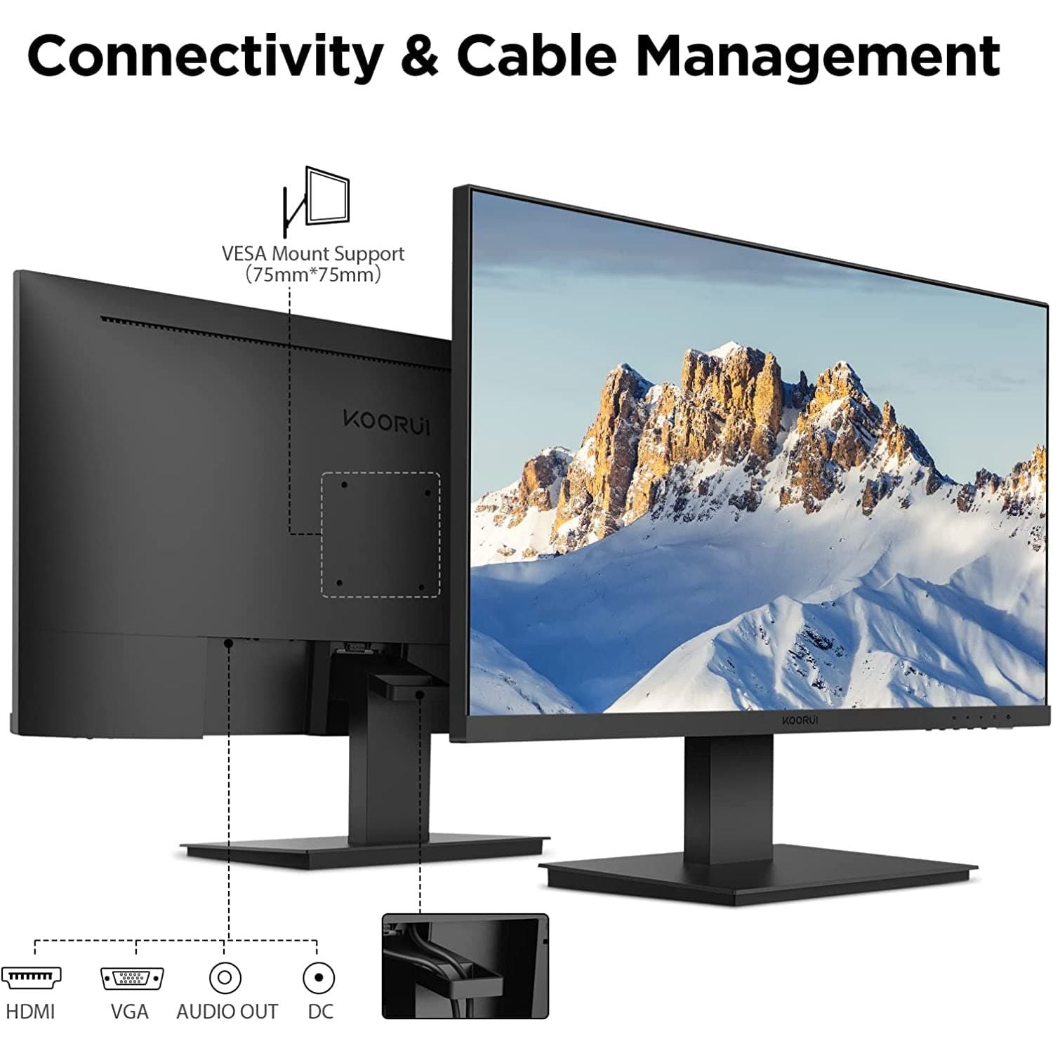 Buy KooRui,KOORUI 27 Inch FHD Monitor, IPS Computer Monitors, 75Hz, 5ms, 16:9 Full HD (1920 x 1080), VESA Mountable, HDMI/VGA, Low Blue Light - Gadcet.com | UK | London | Scotland | Wales| Ireland | Near Me | Cheap | Pay In 3 | Televisions