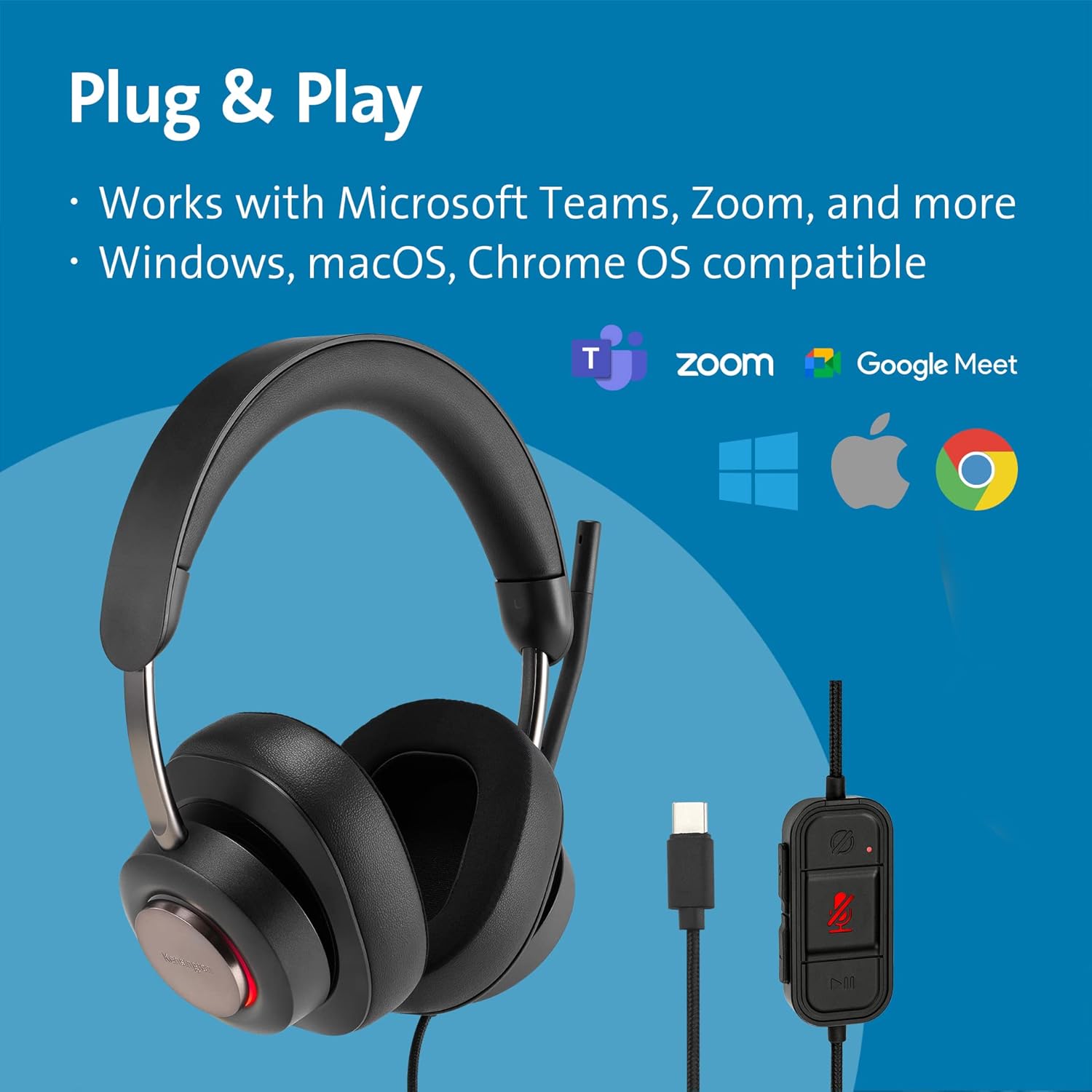 Buy Kensington,Kensington H2000 Over-Ear USB-C Headset with Microphone - Gadcet UK | UK | London | Scotland | Wales| Near Me | Cheap | Pay In 3 | Headphones & Earphones