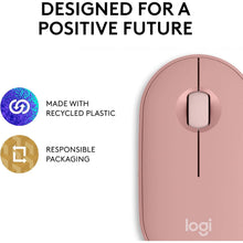 Logitech Pebble Mouse 2 M350s Slim Bluetooth Wireless Mouse, Quiet Clicks, Multi-Device, Custom Button Rose