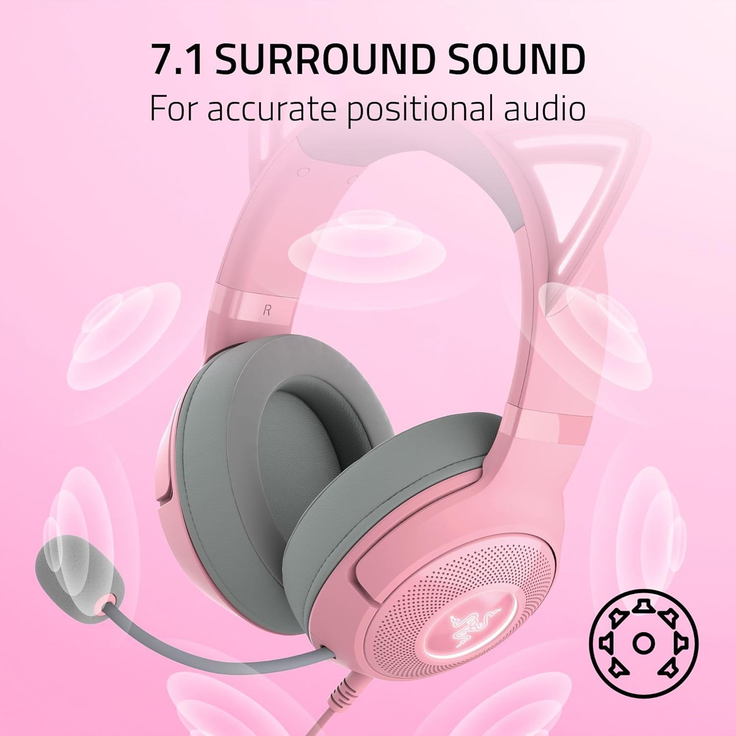 Buy RAZER,Razer Kraken Kitty V2 Wired RGB Headset – Stream Reactive Lighting, HyperClear Mic, TriForce 40mm Drivers, 7.1 Surround, Quartz Pink - Gadcet UK | UK | London | Scotland | Wales| Near Me | Cheap | Pay In 3 | Headsets