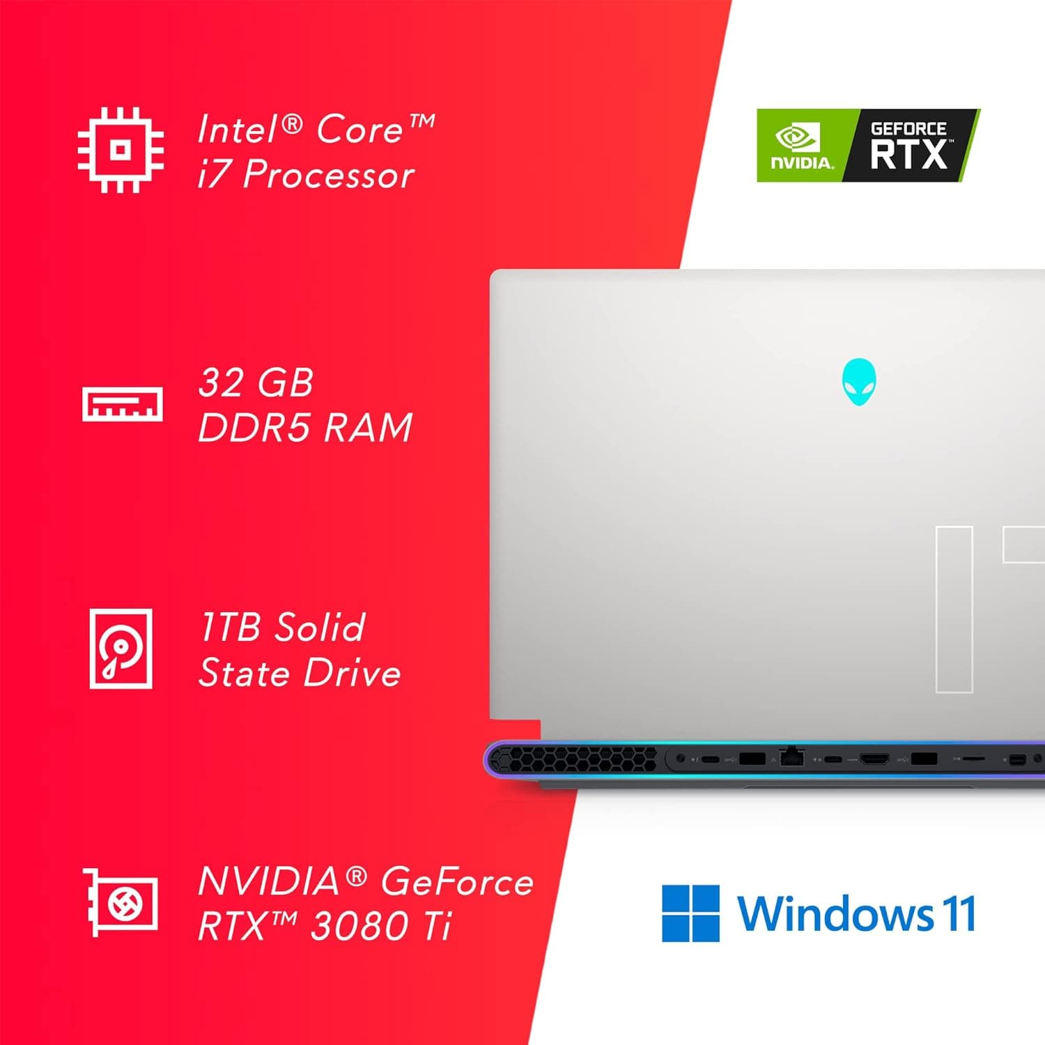 Buy Alienware,Alienware x17 R2 17.3" FHD 360Hz 1ms Gaming Laptop, Intel Core i7-12700H, NVIDIA GeForce RTX 3080 Ti 16GB, 32GB RAM, 1TB SSD, AlienFX mSeries Keyboard, NVIDIA G-SYNC, Windows 11 Home (Lunar Light) - Gadcet UK | UK | London | Scotland | Wales| Near Me | Cheap | Pay In 3 | Laptops
