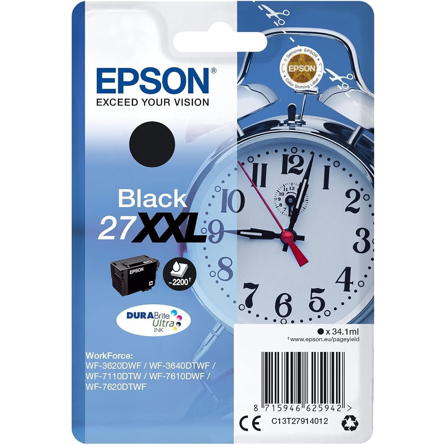 Buy EPSON,Epson 27XXL Black Alarm Clock Extra High Yield Genuine, DuraBrite Ultra Ink Cartridge - Gadcet UK | UK | London | Scotland | Wales| Ireland | Near Me | Cheap | Pay In 3 | Toner & Inkjet Cartridges