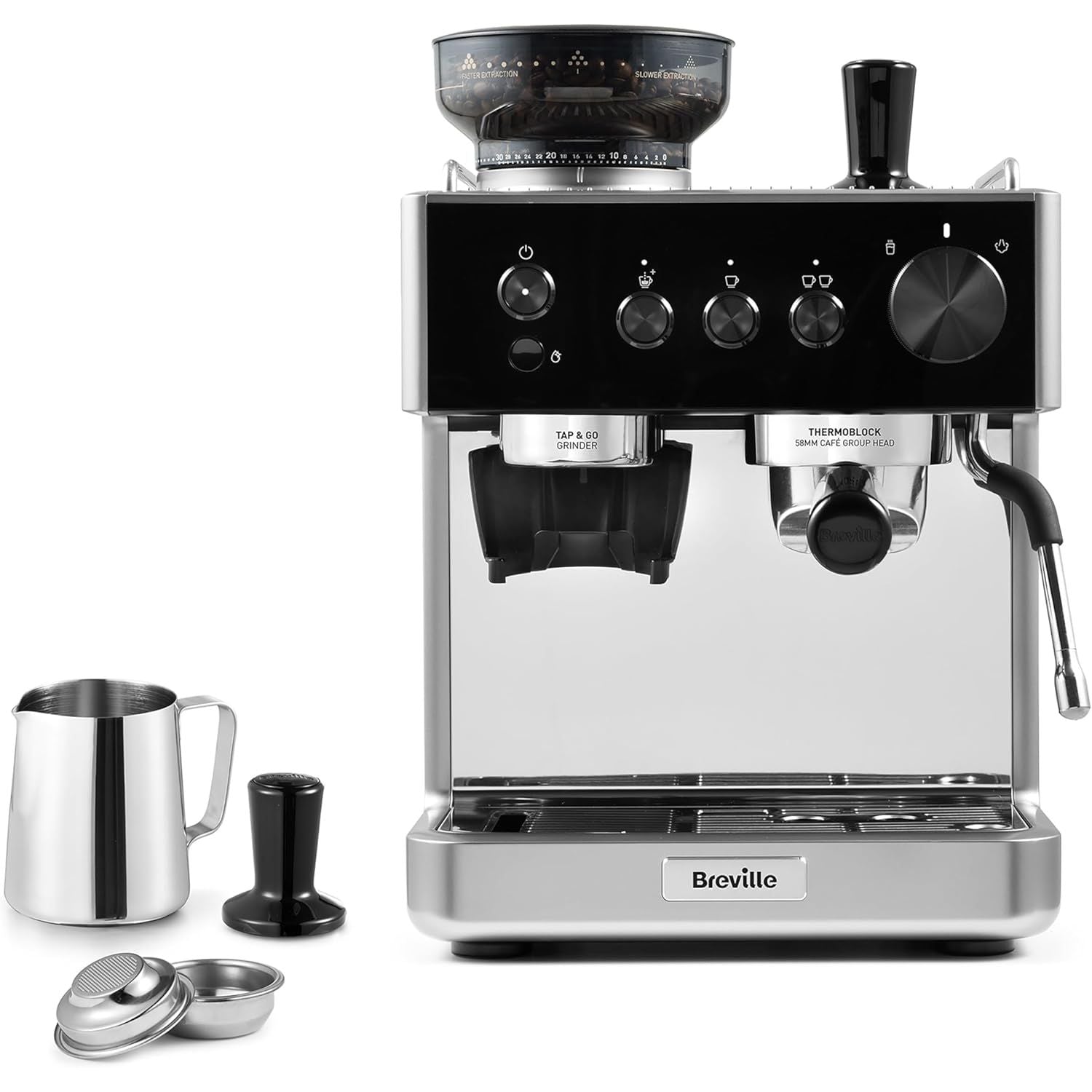 Buy Breville,Breville Barista Classic VCF186 Espresso Machine Black & Silver – Bean to Cup Coffee Maker with Integrated Grinder, Milk Frother, 15-Bar Pump & 58mm Portafilter - Gadcet UK | UK | London | Scotland | Wales| Near Me | Cheap | Pay In 3 | Coffee Makers & Espresso Machines