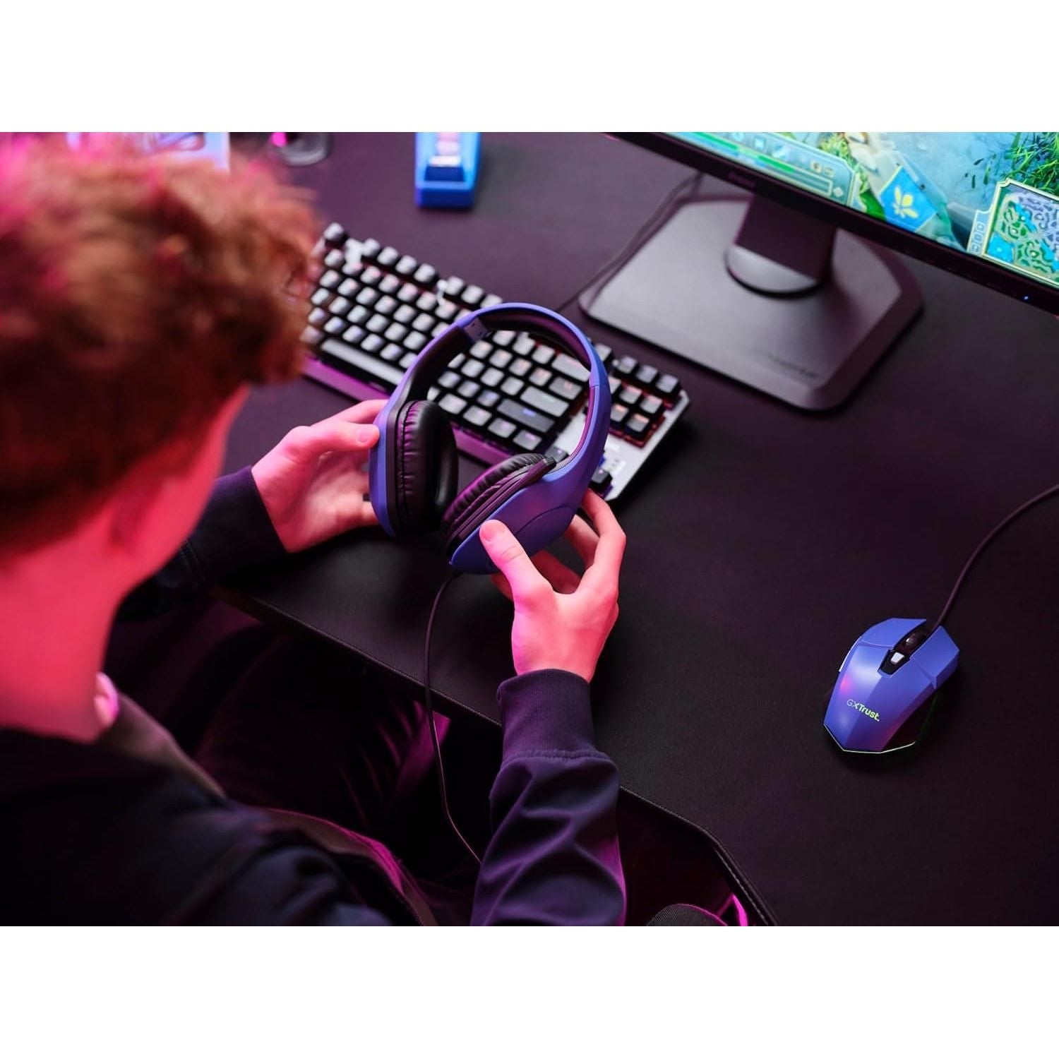 Buy Trust Gaming,Trust Gaming GXT 415B Zirox Lightweight Gaming Headset with 50mm Drivers for PC, Xbox, PS4, PS5, Switch, Mobile, 3.5 mm Jack, 2m Cable, Foldaway Microphone, Over-Ear Wired Headphones - Blue - Gadcet UK | UK | London | Scotland | Wales| Near Me | Cheap | Pay In 3 | Headphones & Headsets