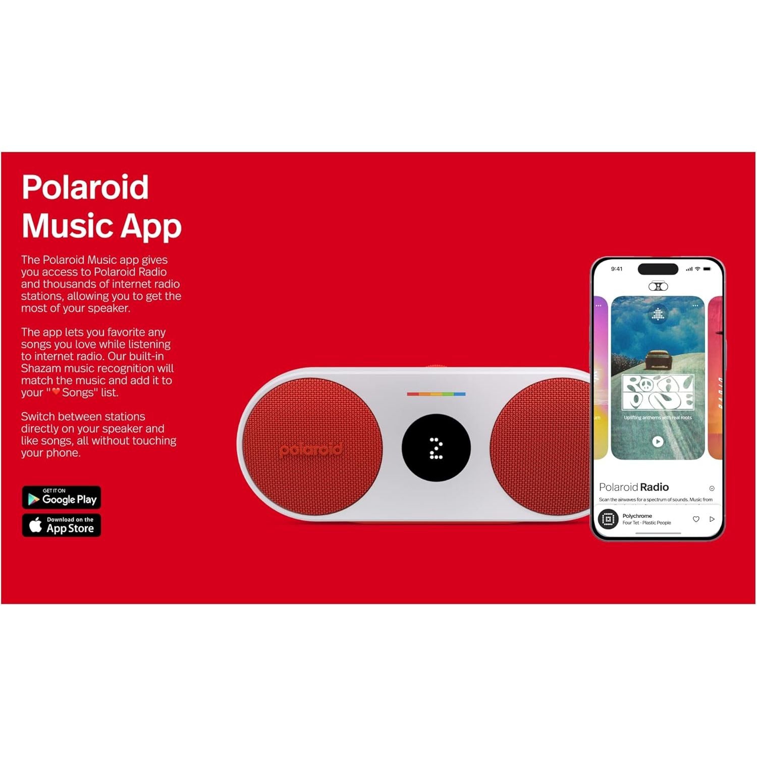 Polaroid P2 Music Player ,Wireless Bluetooth Speaker Rechargeable - Black - 6