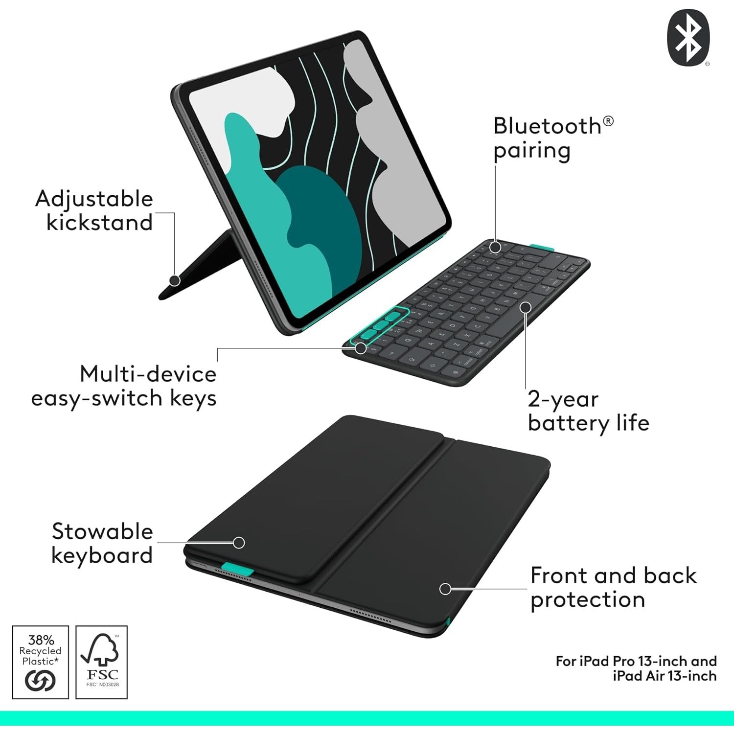 Buy Cashtro Ltd,Logitech Flip Folio Keyboard Case – iPad Pro 13" (M4) & iPad Air 13" (M2/M3), Bluetooth, UK Layout, Graphite - Gadcet UK | UK | London | Scotland | Wales| Near Me | Cheap | Pay In 3 | CASE