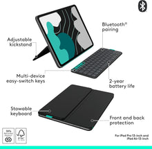 Logitech Flip Folio Keyboard Case – iPad Pro 13" (M4) & iPad Air 13" (M2/M3), Bluetooth, UK Layout, Graphite