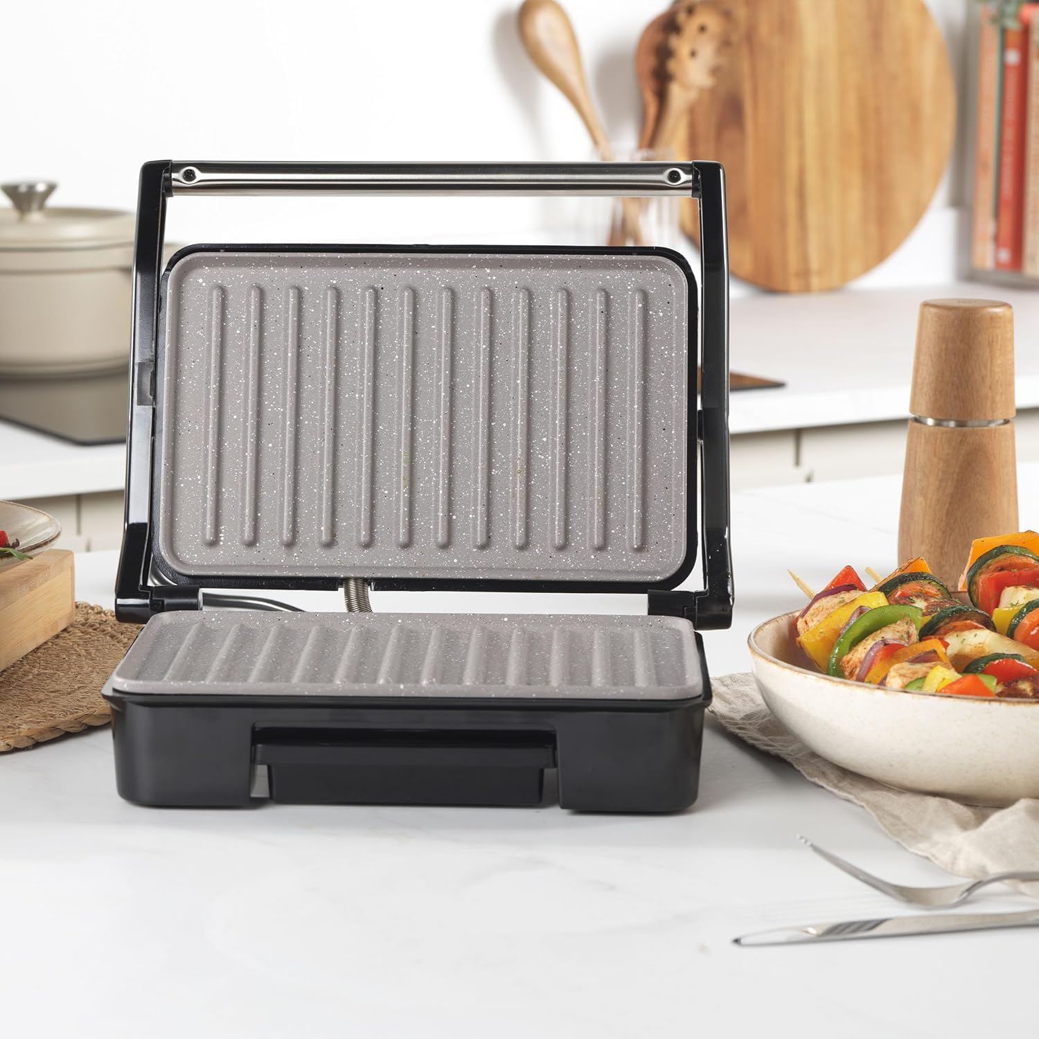 Buy Salter,Salter Marblestone Health Grill & Panini Maker - Non-Stick, Oil-Free, 750W, Floating Hinge, Removable Drip Tray - Gadcet UK | UK | London | Scotland | Wales| Near Me | Cheap | Pay In 3 | Sandwich Makers