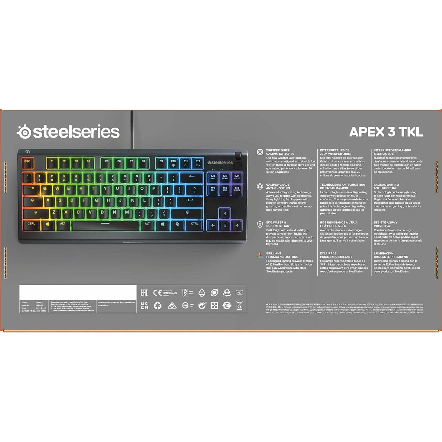 Buy SteelSeries,SteelSeries Apex 3 TKL Wired Gaming Keyboard - Black - Gadcet UK | UK | London | Scotland | Wales| Ireland | Near Me | Cheap | Pay In 3 | Keyboards