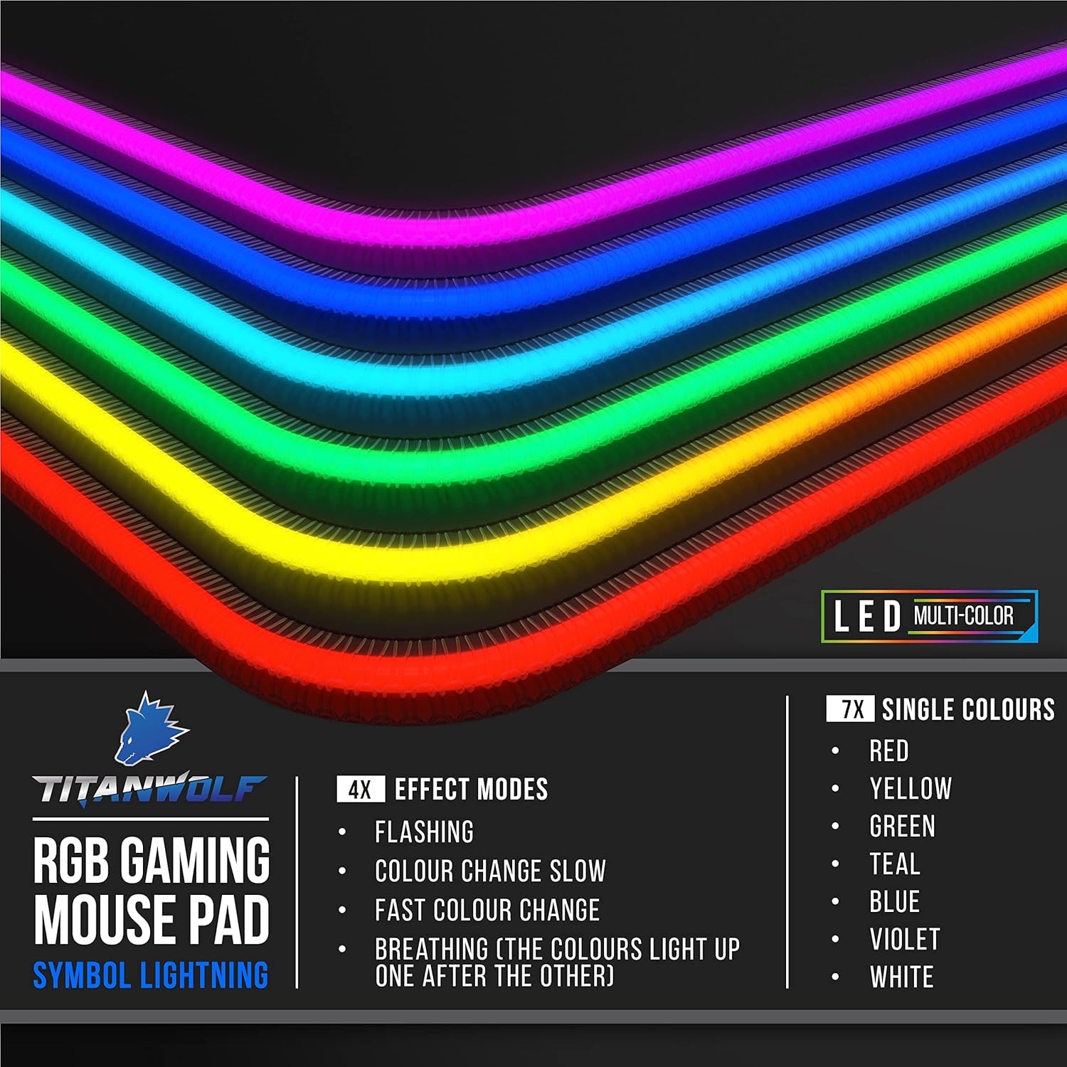 Buy TITANWOLF,Titanwolf RGB Gaming Mouse Mat – XXL 1200×600mm – LED Multi-Colour Mouse Pad with 7 Colours & 4 Light Modes - Gadcet UK | UK | London | Scotland | Wales| Near Me | Cheap | Pay In 3 | Mouse Pads