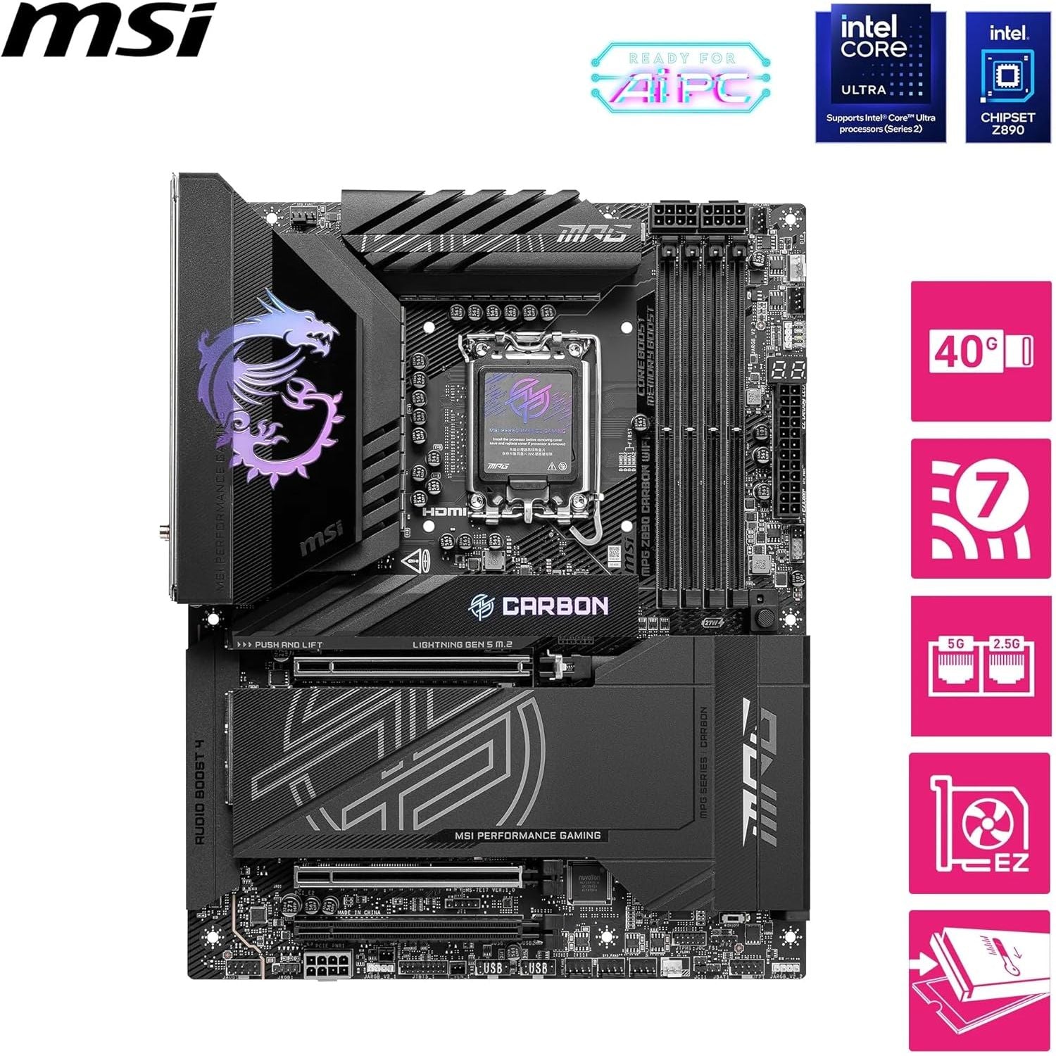 Buy MSI,MSI MPG Z890 CARBON WIFI ATX Motherboard – Intel Core Ultra (Series 2) Support - Gadcet UK | UK | London | Scotland | Wales| Near Me | Cheap | Pay In 3 | Motherboards