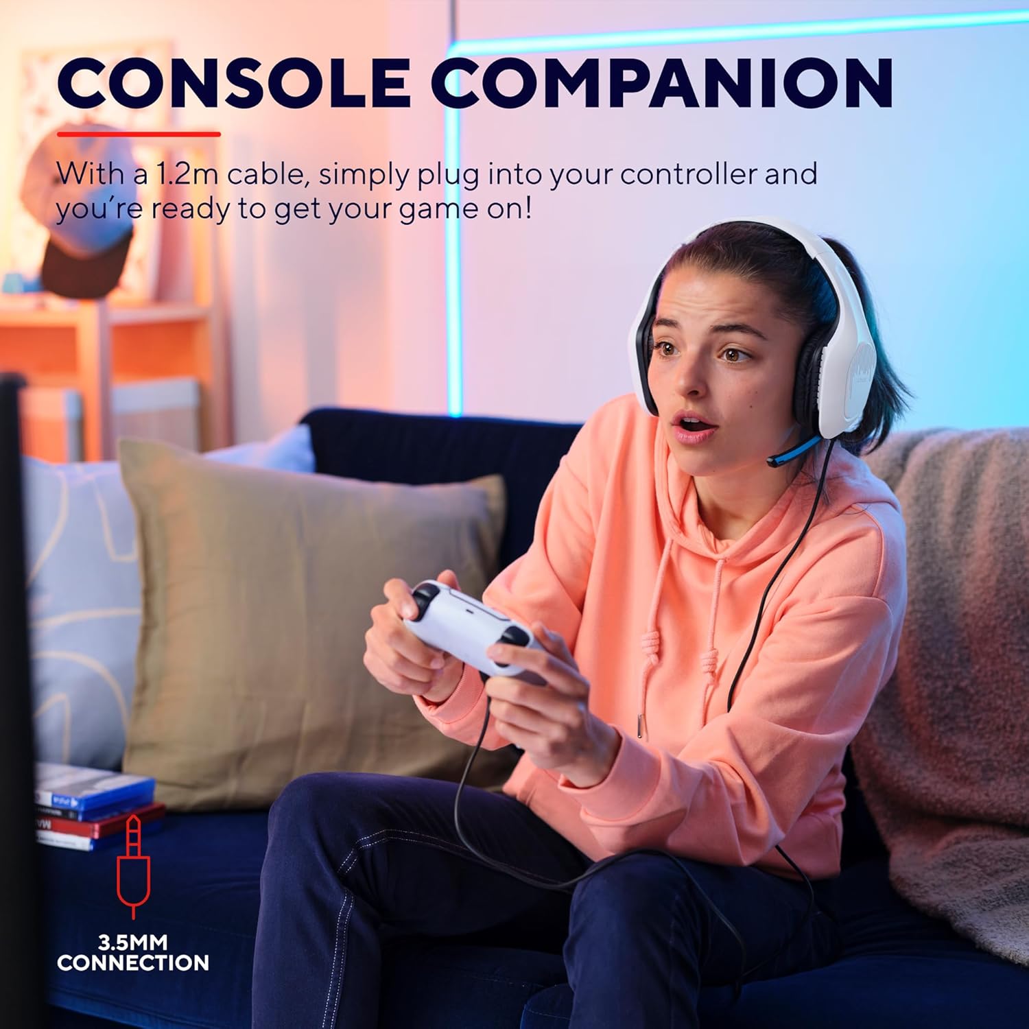 Buy Trust,Trust Gaming GXT 415PS Zirox Lightweight Wired Gaming Headset for PS5 – 50mm Drivers, Foldaway Mic, 3.5mm Jack, White - Gadcet UK | UK | London | Scotland | Wales| Near Me | Cheap | Pay In 3 | Headphones & Headsets
