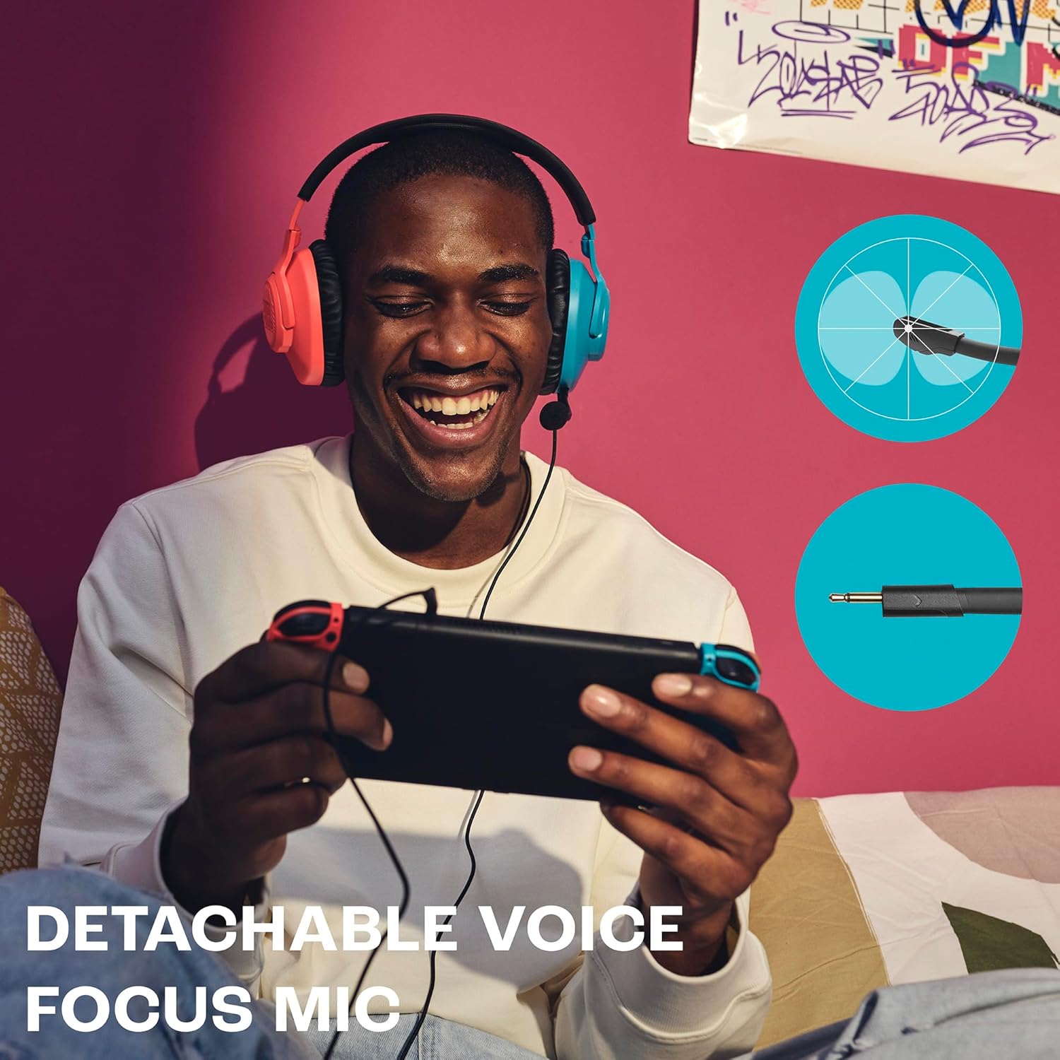 Buy JBL,JBL Quantum 100N Wired Gaming Headset - Detachable Mic, QuantumSOUND, Memory Foam, Multi-Platform, Blue/Red - Gadcet UK | UK | London | Scotland | Wales| Near Me | Cheap | Pay In 3 | Headphones & Headsets