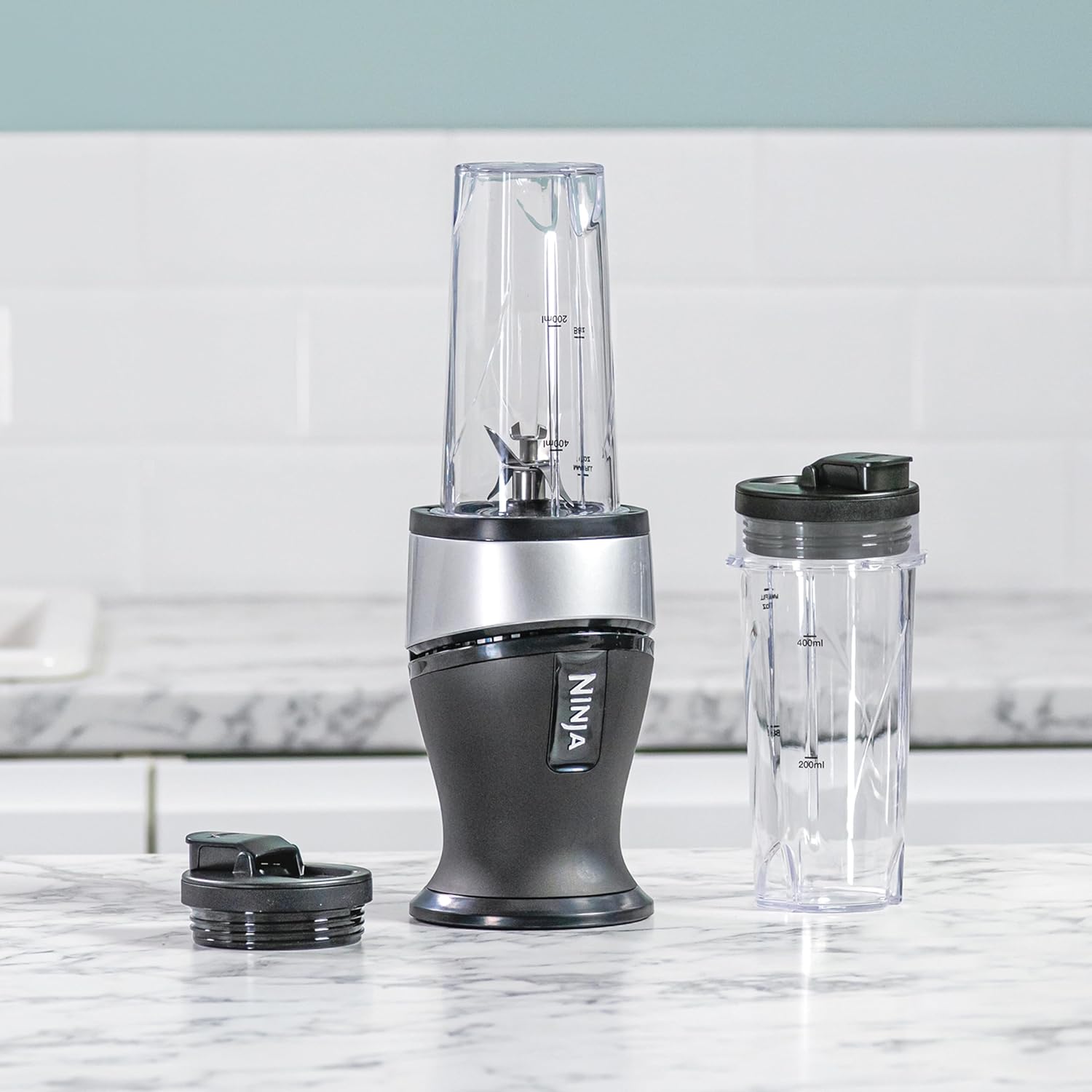 Buy NINJA,Ninja 700W Slim Blender & Smoothie Maker, 2x 470ml Cups with Spout Lids, Personal Blender, Crush Ice & Frozen Fruit, Silver - Gadcet UK | UK | London | Scotland | Wales| Near Me | Cheap | Pay In 3 | Food Blenders
