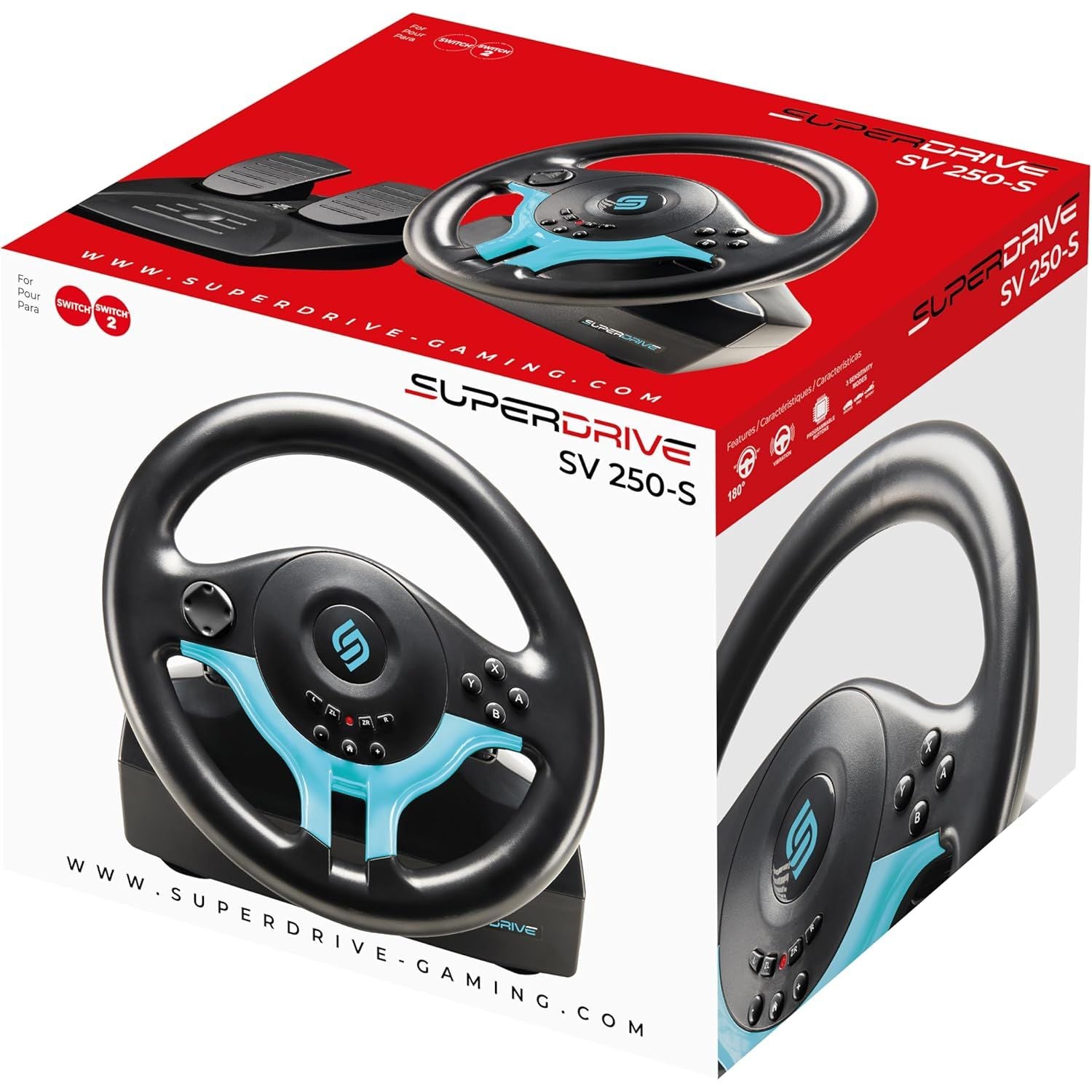 Buy Subsonic,Subsonic Superdrive SV250-S Steering Wheel & Pedals – Blue Edition (For Switch) - Gadcet UK | UK | London | Scotland | Wales| Near Me | Cheap | Pay In 3 | Game Racing Wheels