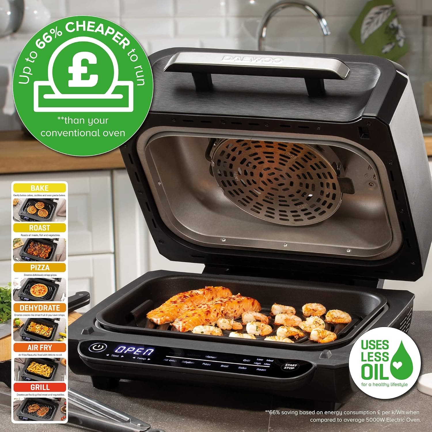 Buy DAEWOO,Daewoo Digital Health Grill And Air Fryer, 8-In-1 Combination, Bake, Roast, Grill And More For Healthier Cooking With Less Oil, Sleek And Modern Design With Auto Shut Off, Family Sized, 4 Litres - Gadcet UK | UK | London | Scotland | Wales| Ireland | Near Me | Cheap | Pay In 3 | GRILL