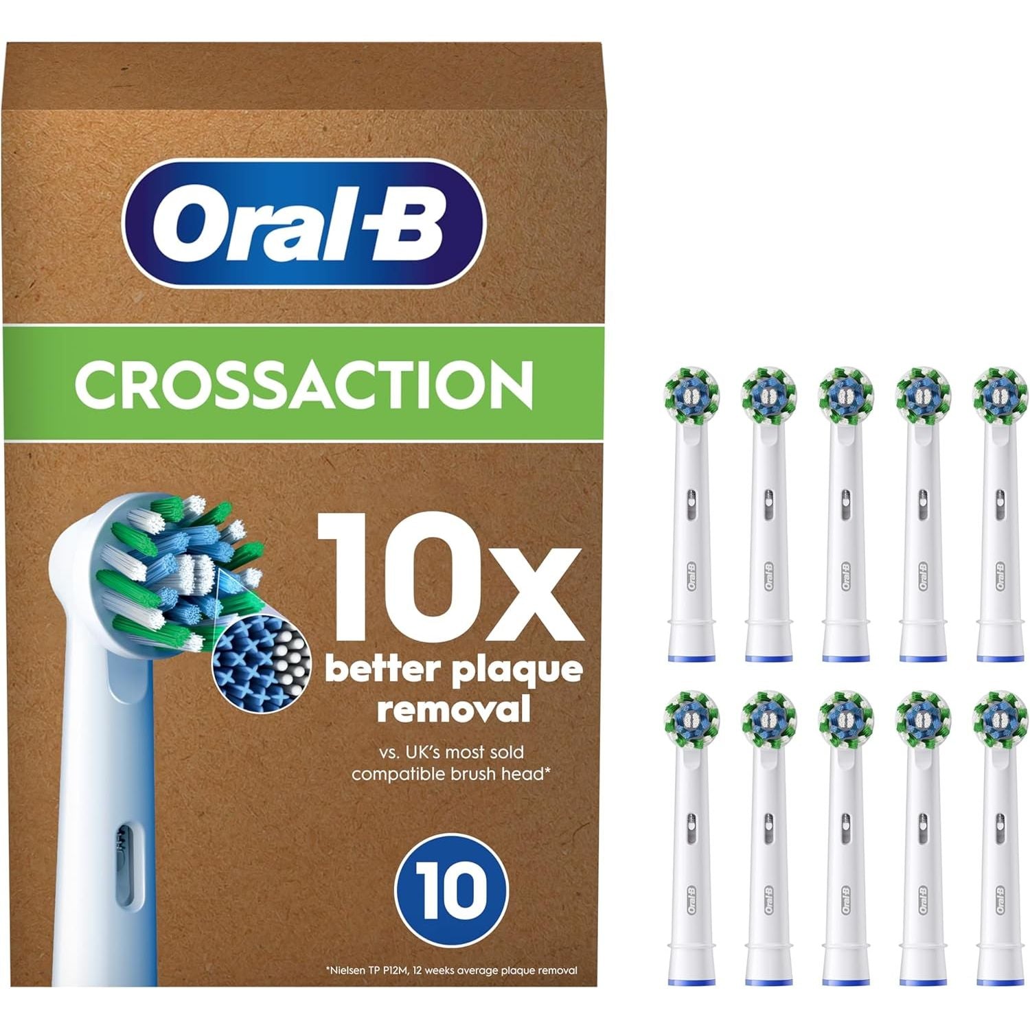 Buy Oral-B,Oral-B Pro Cross Action Electric Toothbrush Head, X-Shape and Angled Bristles for Deeper Plaque Removal, Pack of 10 Toothbrush Heads, Suitable for Mailbox, White - Gadcet UK | UK | London | Scotland | Wales| Near Me | Cheap | Pay In 3 | Toothbrush Accessories