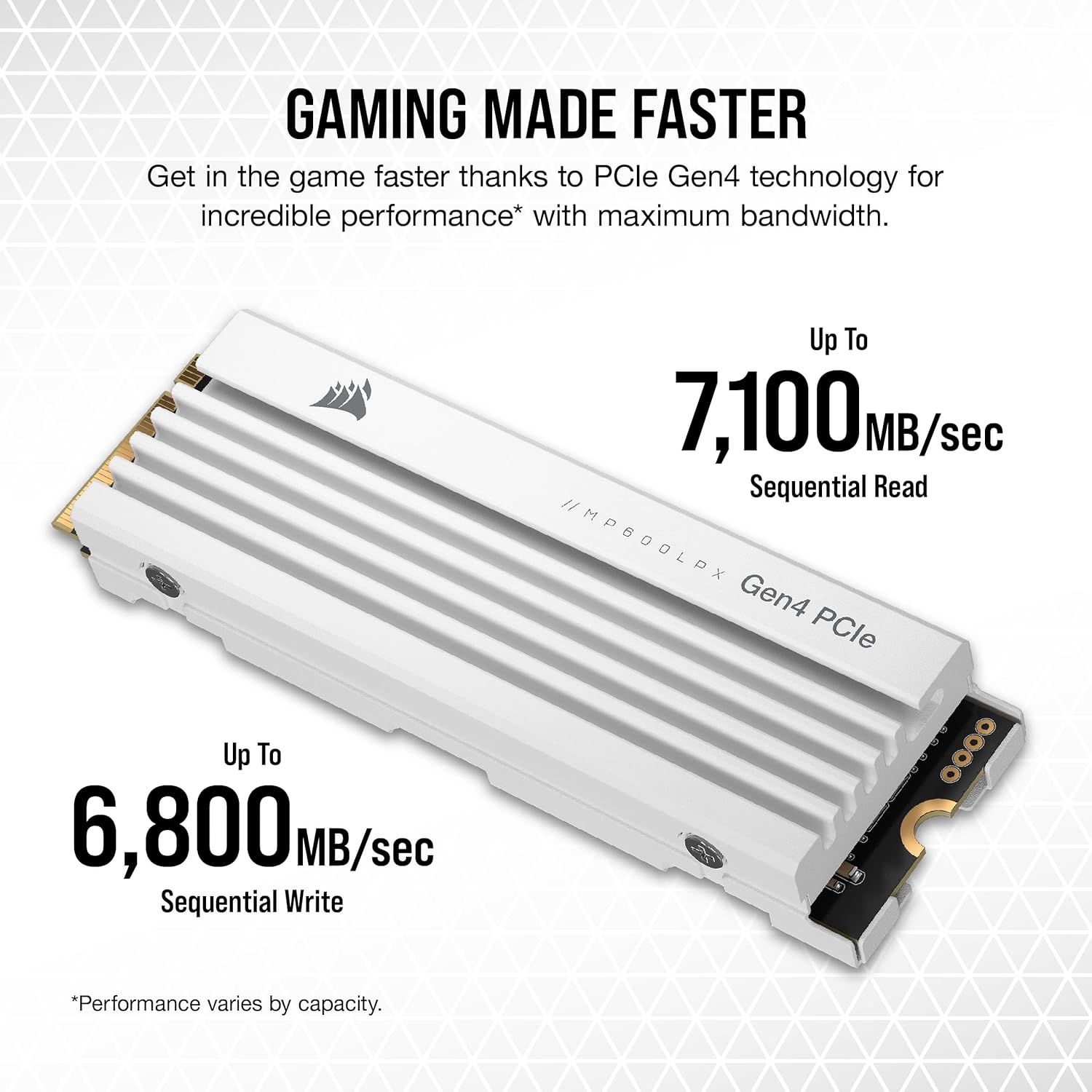 Corsair MP600 PRO LPX 4TB M.2 NVMe PCIe Gen4 SSD – PS5 Optimised, Heatsink, Up to 7,100MB/s
