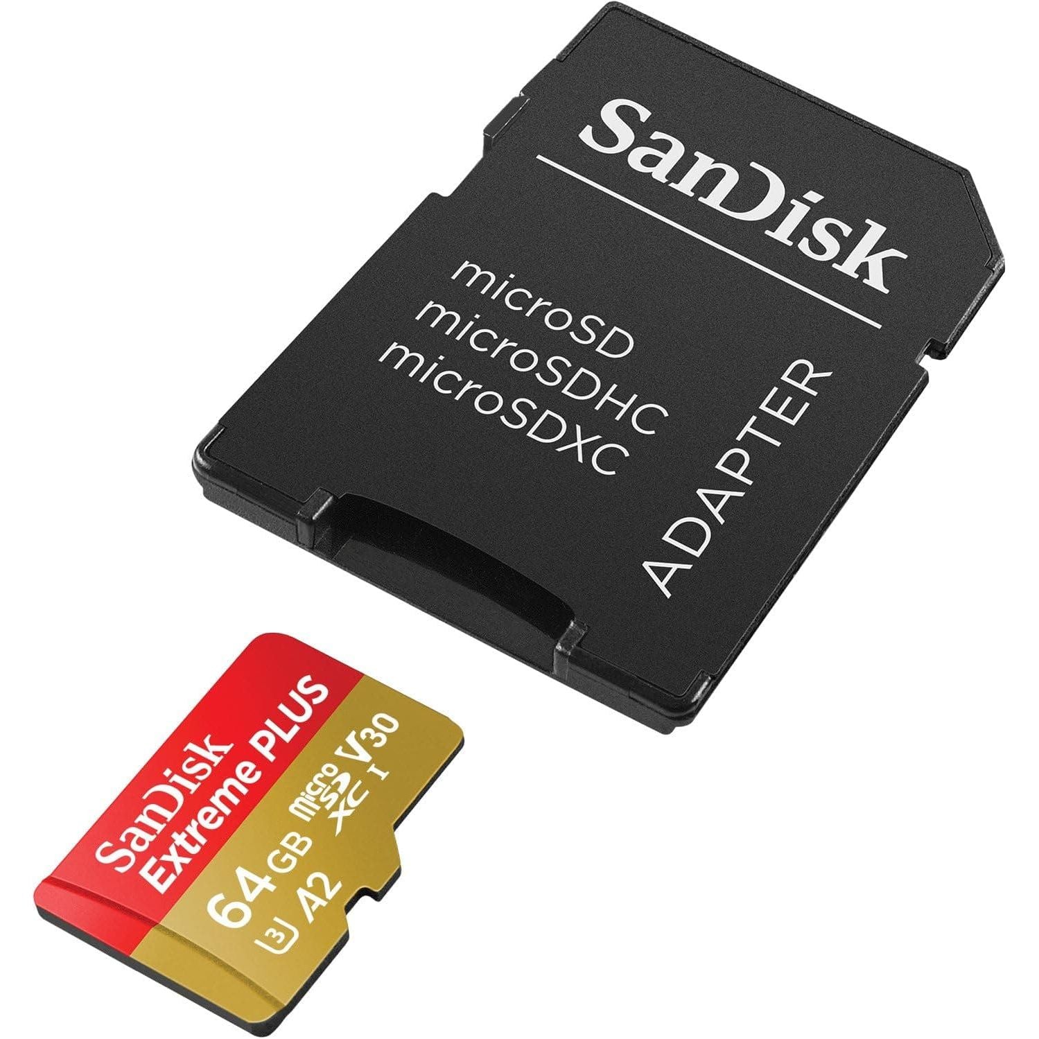 Buy Sandisk,SanDisk Extreme PLUS 64 GB microSDXC Memory Card + SD Adapter with A2 App Performance up to 170 MB/s, Class 10, U3, V30 - Gadcet UK | UK | London | Scotland | Wales| Near Me | Cheap | Pay In 3 | Flash Memory Cards